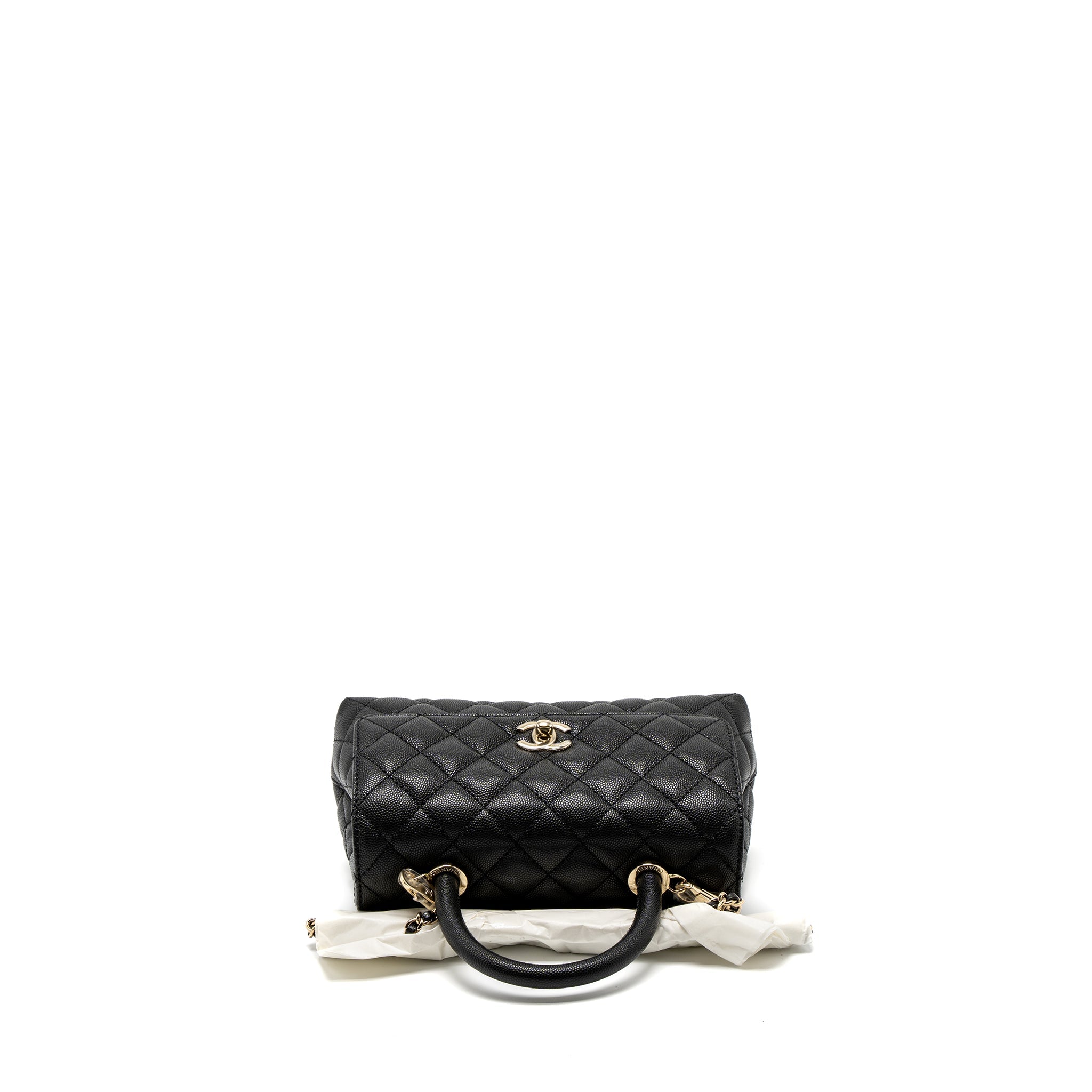 CHANEL SMALL COCO HANDLE CAVIAR BLACK LGHW (MICROCHIP)
