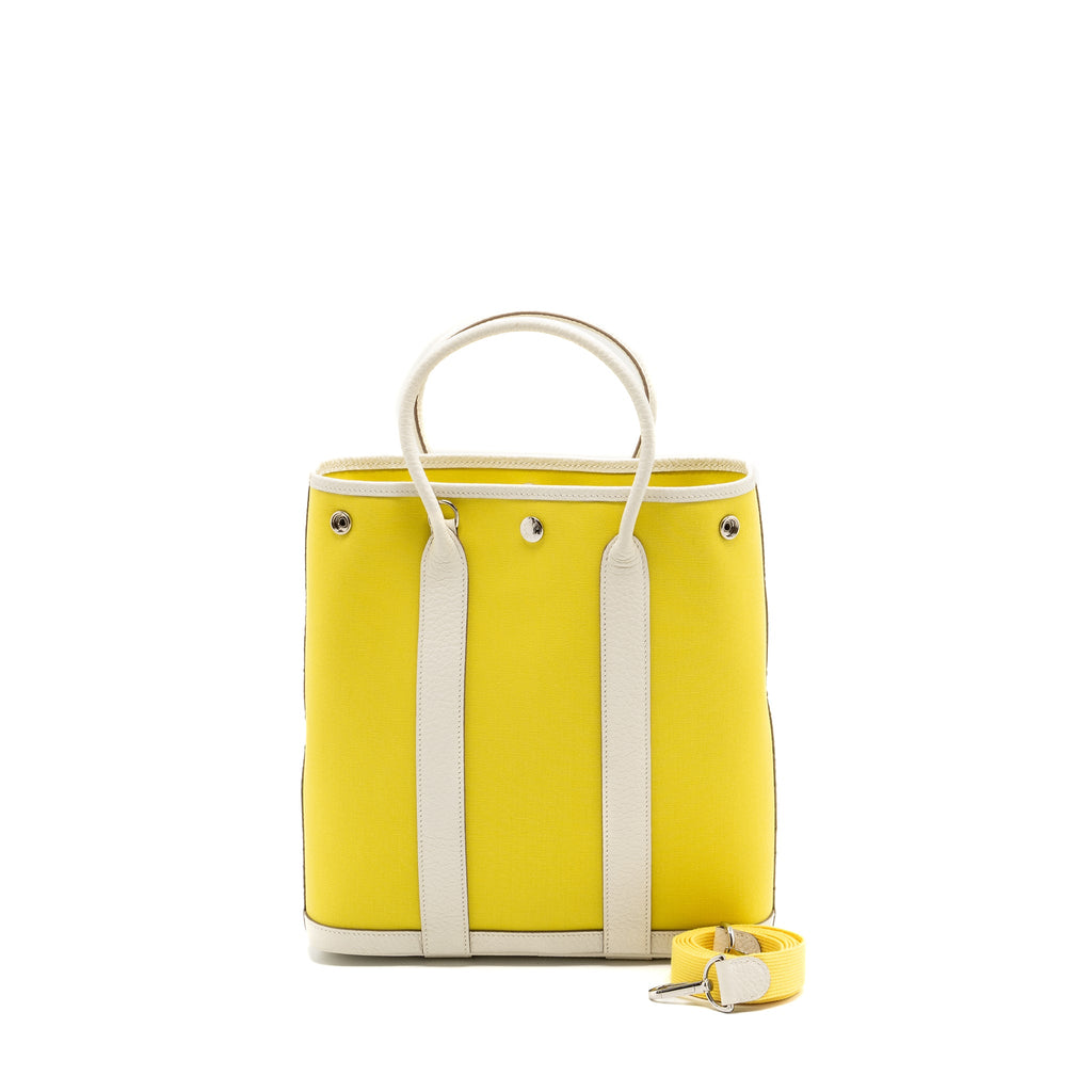 HERMES GARDEN FILE 28 CANVAS / LEATHER LIME/ BLANC SHW
