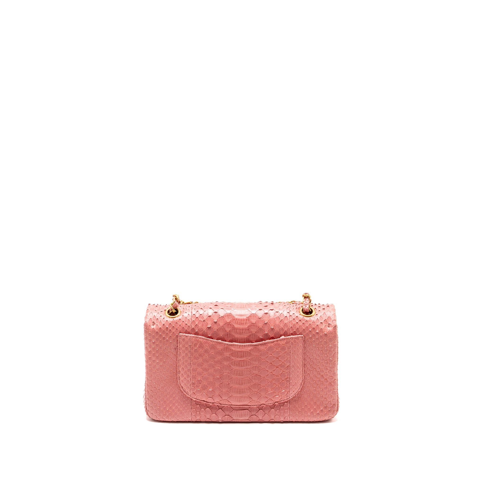 CHANEL MEDIUM FLAP BAG WITH DETAILED CHARMS PYTHON PINK GHW