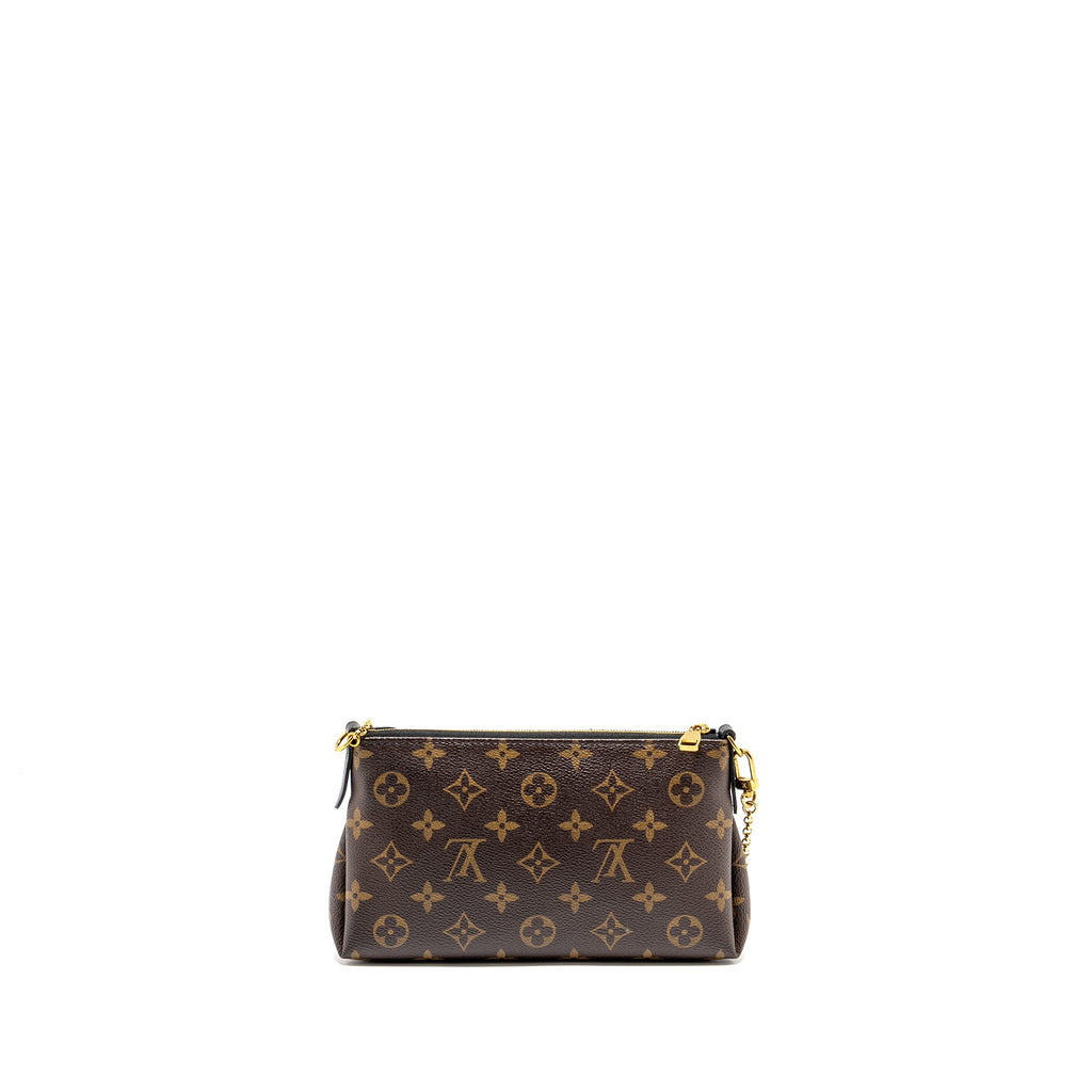 LOUIS VUITTON PALLAS CLUTCH MONOGRAM 2 WAY SHOULDER BAG MONOGRAM CANVAS/LEATHER BLACK GHW