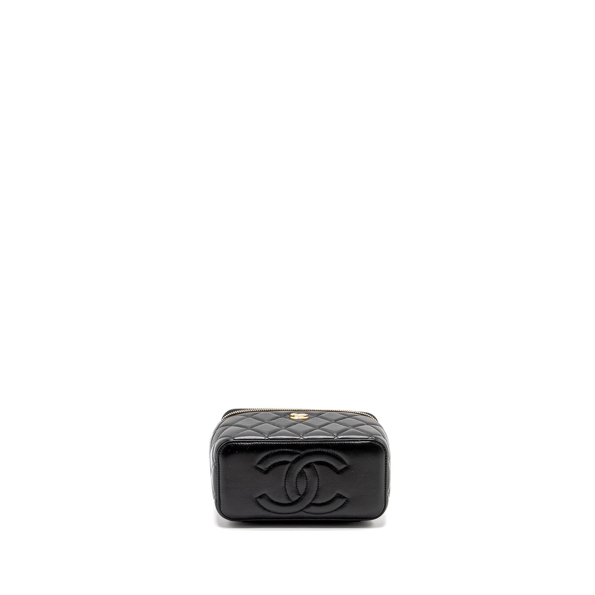 CHANEL PEARL CRUSH LONG VANITY CASE LAMBSKIN BLACK GHW (MICROCHIP)