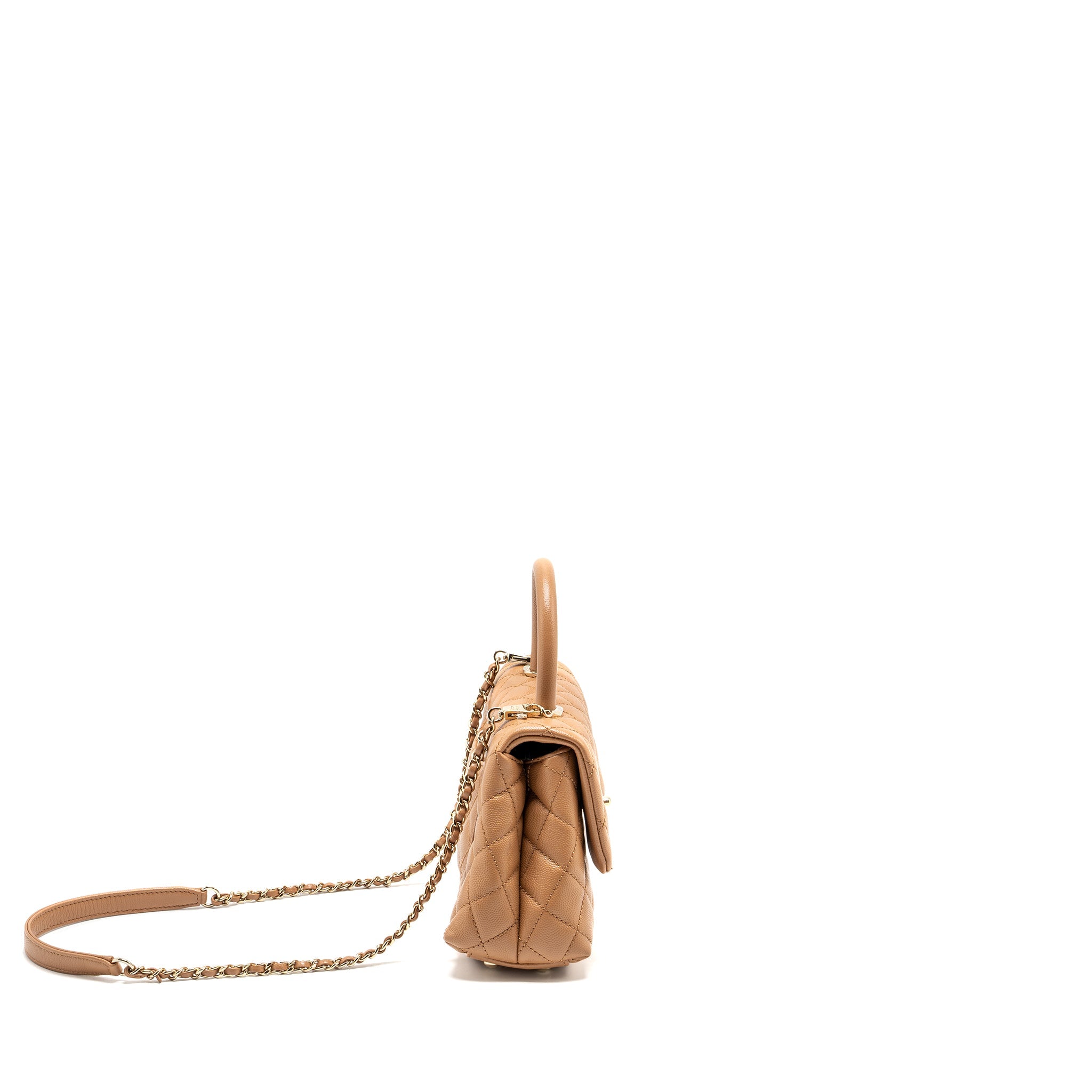 CHANEL 21P SMALL COCO HANDLE CAVIAR CARAMEL LGHW