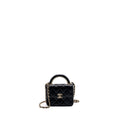 CHANEL TOP HANDLE MINI FLAP BAG WITH CHAIN LAMBSKIN BLACK LGHW (MICROCHIP)