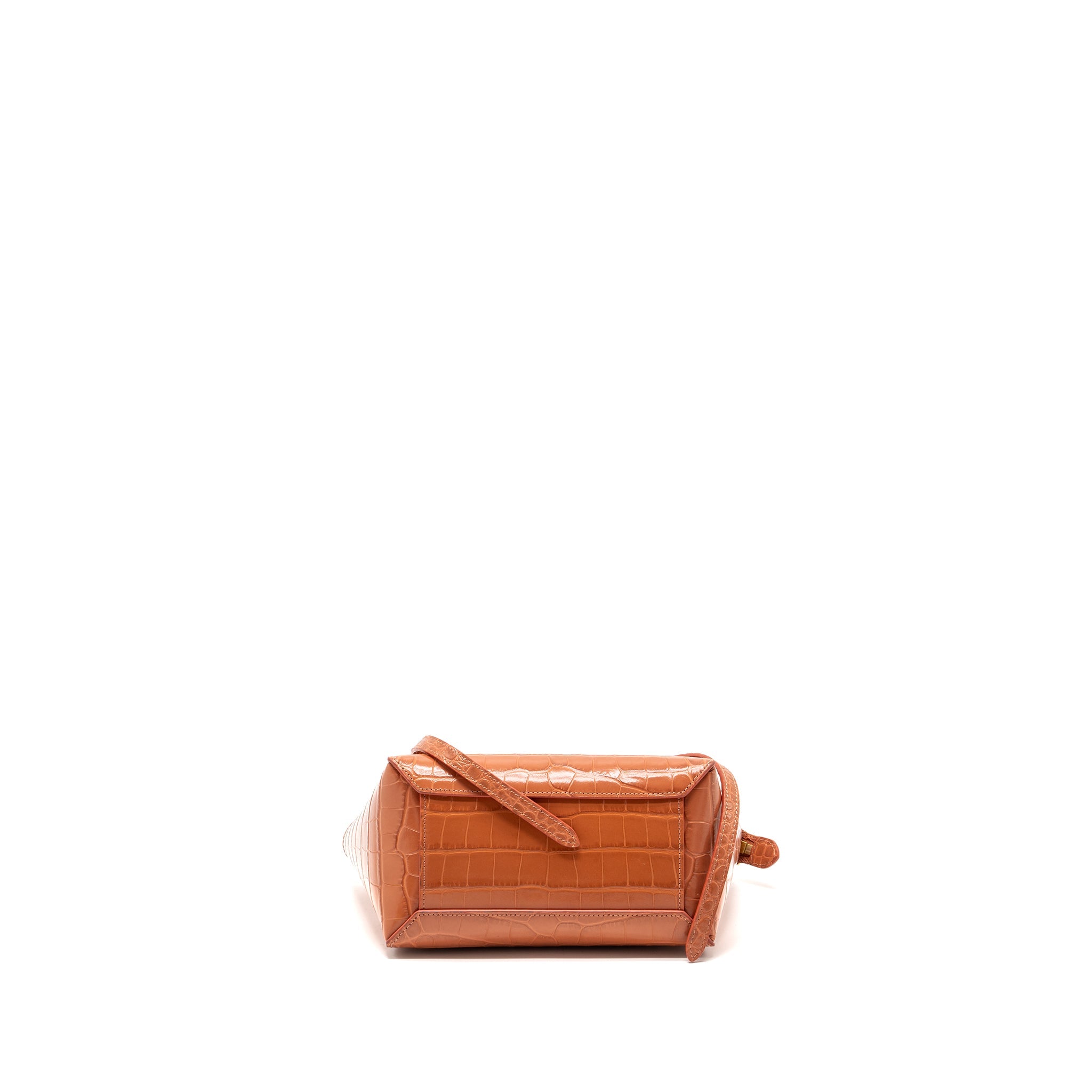 CELINE NANO BELT BAG CROC EMBOSSED CALFSKIN LYCHEE PINK GHW
