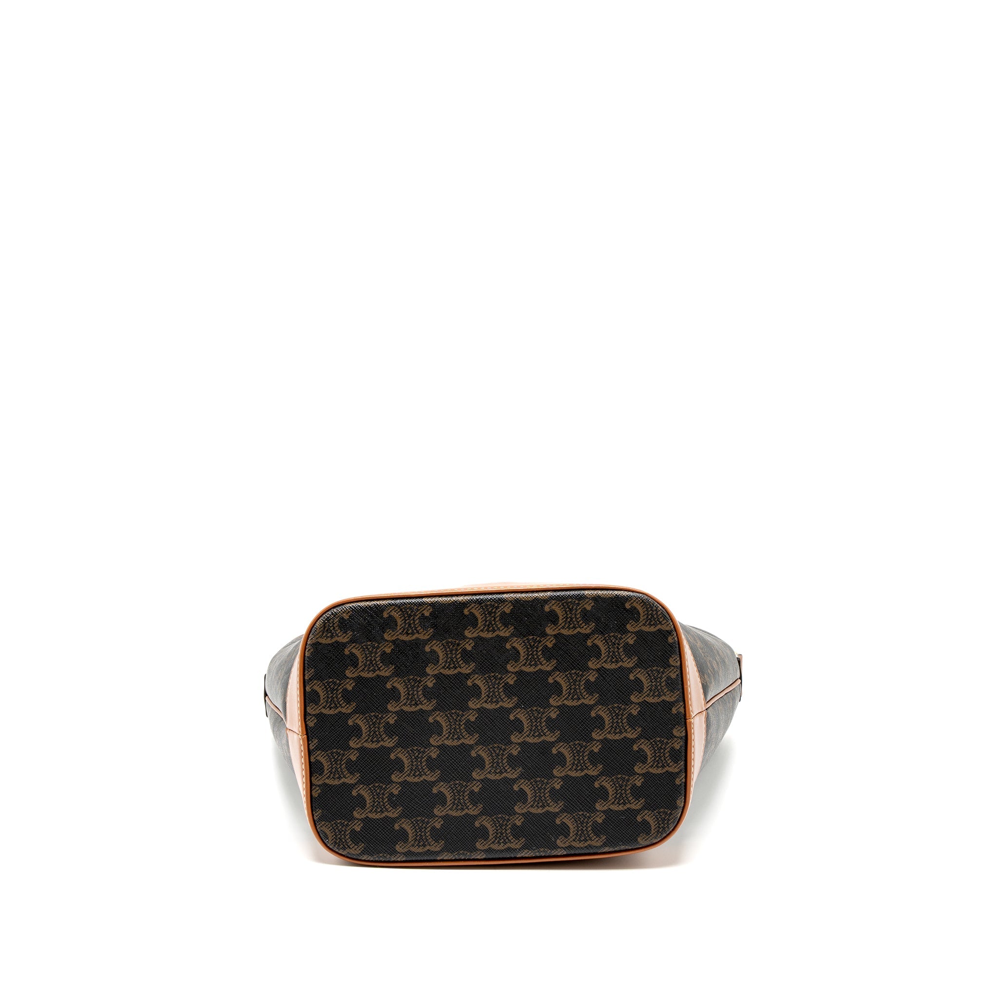 CELINE SMALL BUCKET BAG TRIOMPHE CANVAS/CALFSKIN TAN GHW