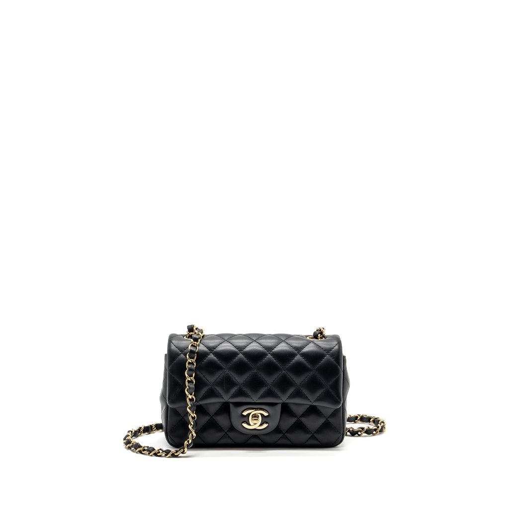 CHANEL CLASSIC MINI RECTANGULAR FLAP BAG LAMBSKIN BLACK LGHW (MICROCHIP)