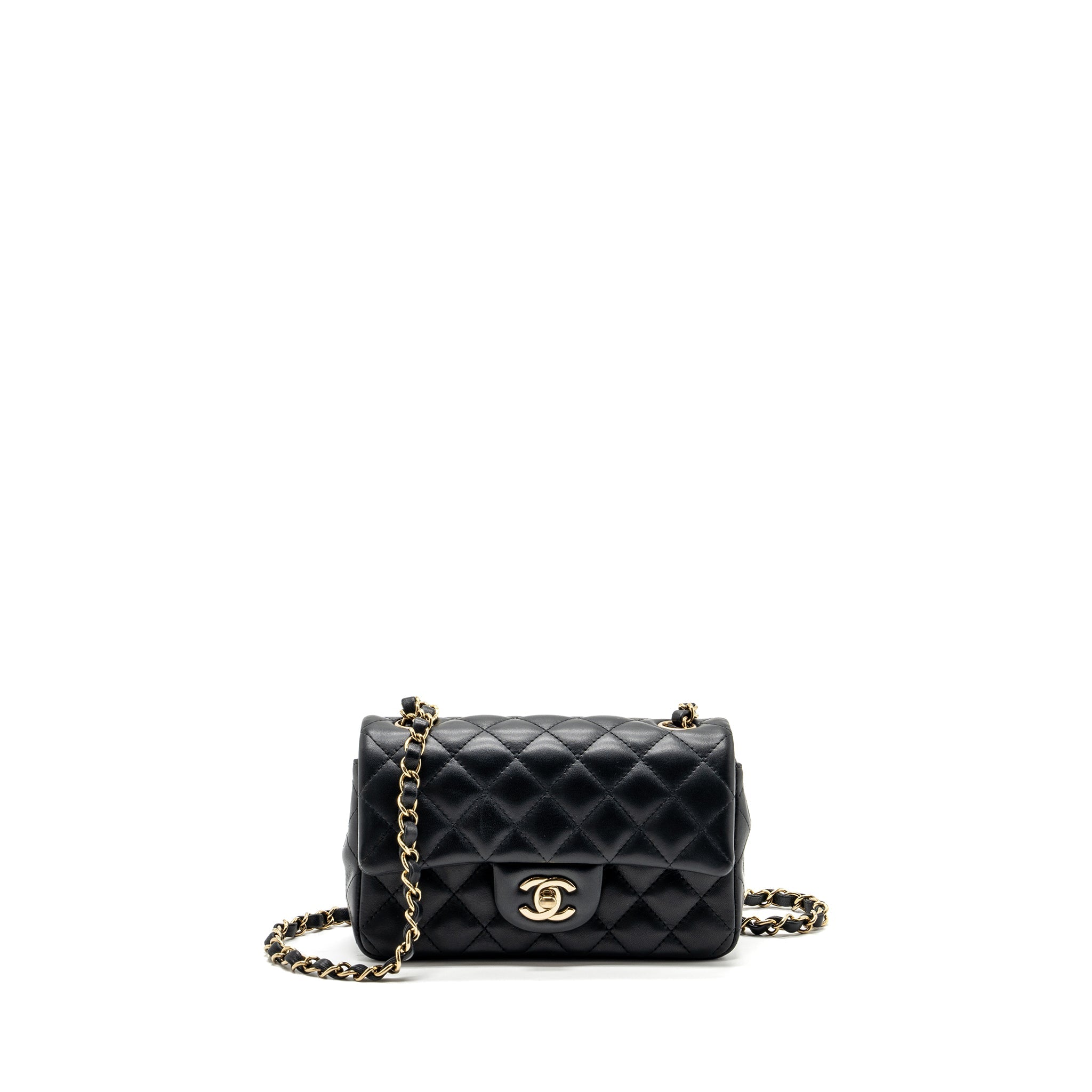 CHANEL CLASSIC MINI RECTANGULAR FLAP BAG LAMBSKIN BLACK LGHW (MICROCHIP)