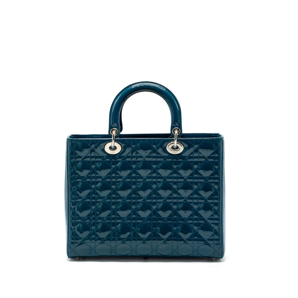 DIOR LARGE LADY DIOR PATENT BLUE SHW