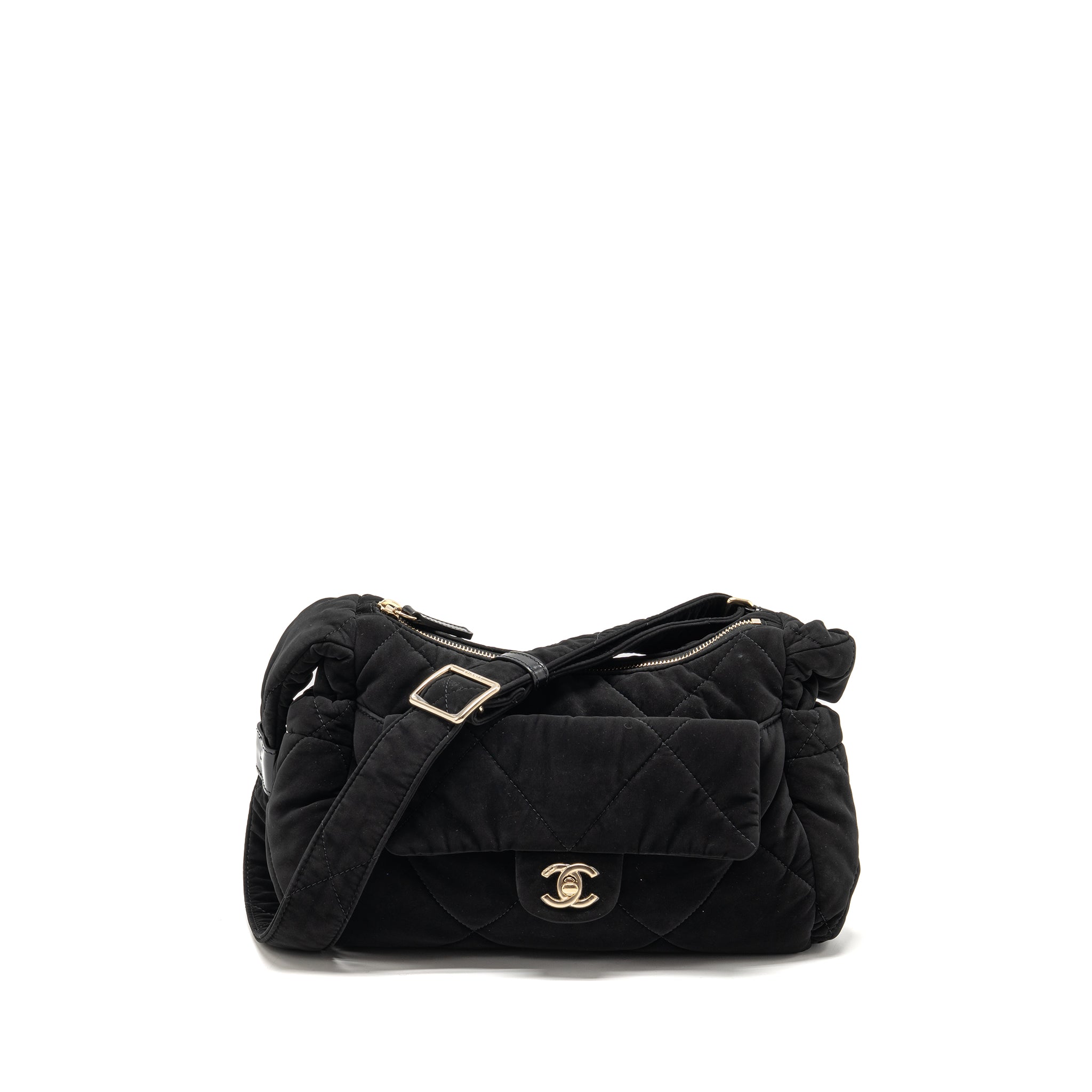 CHANEL 25N SKI SERIES COCONEIGE SHOULDER BAG NYLON BLACK LGHW (MICROCHIP)