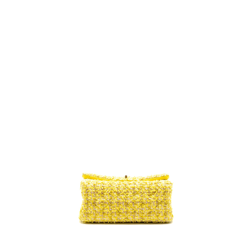CHANEL MINI 2.55 REISSUE FLAP BAG TWEED YELLOW GHW