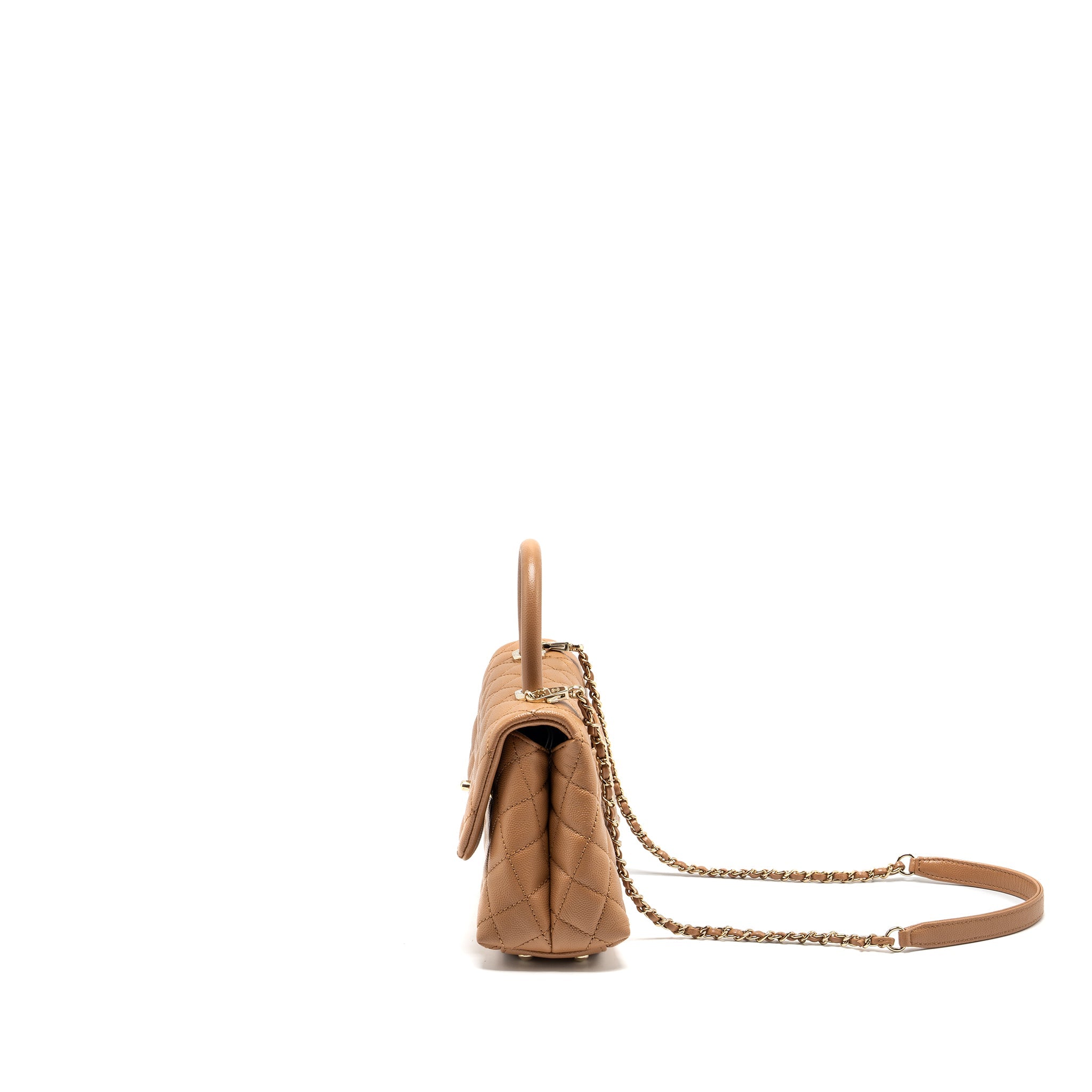CHANEL 21P SMALL COCO HANDLE CAVIAR CARAMEL LGHW