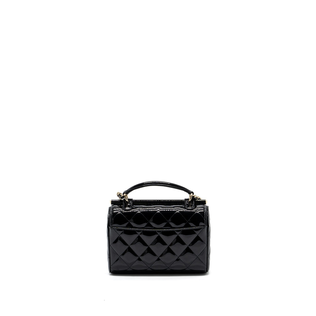 CHANEL SMALL TRENDY CC DUAL FLAP BAG PATENT BLACK LGHW (MICROCHIP)