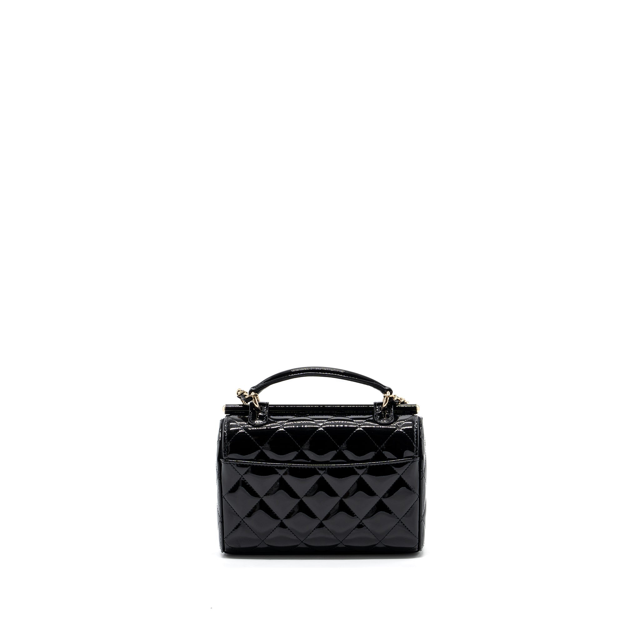 CHANEL SMALL TRENDY CC DUAL FLAP BAG PATENT BLACK LGHW (MICROCHIP)