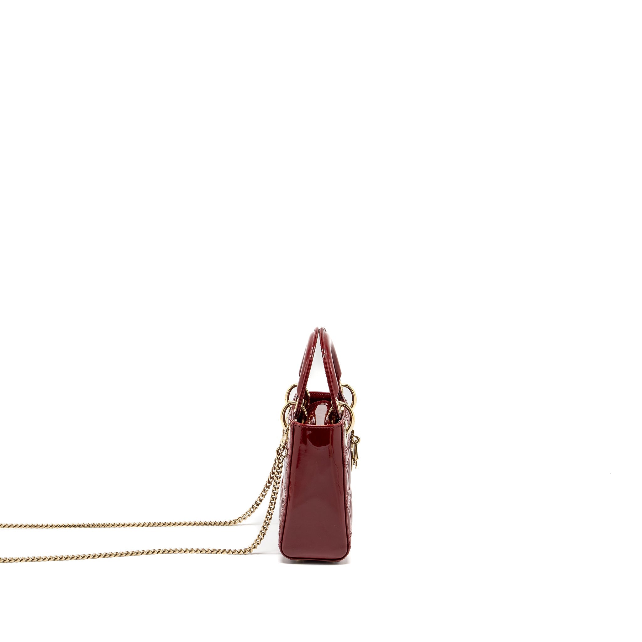 DIOR MINI LADY DIOR PATENT RED LGHW