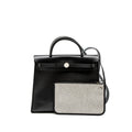 HERMES HERBAG 31 ZIP BAG TOILE H BERLINE CANVAS/VACHE HUNTER BLACK/ECRU SHW