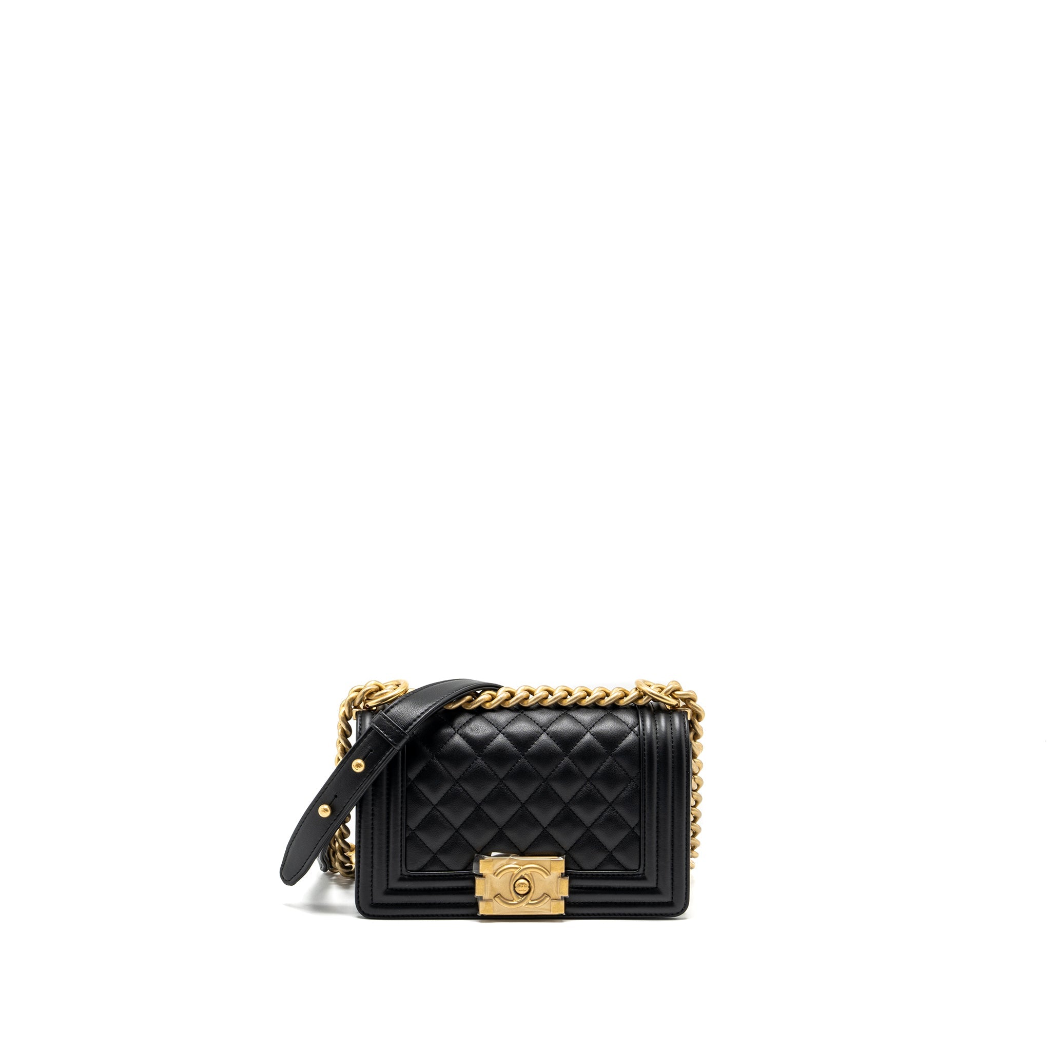 CHANEL SMALL BOY BAG SMOOTH CALFSKIN BLACK GHW(MICROCHIP)