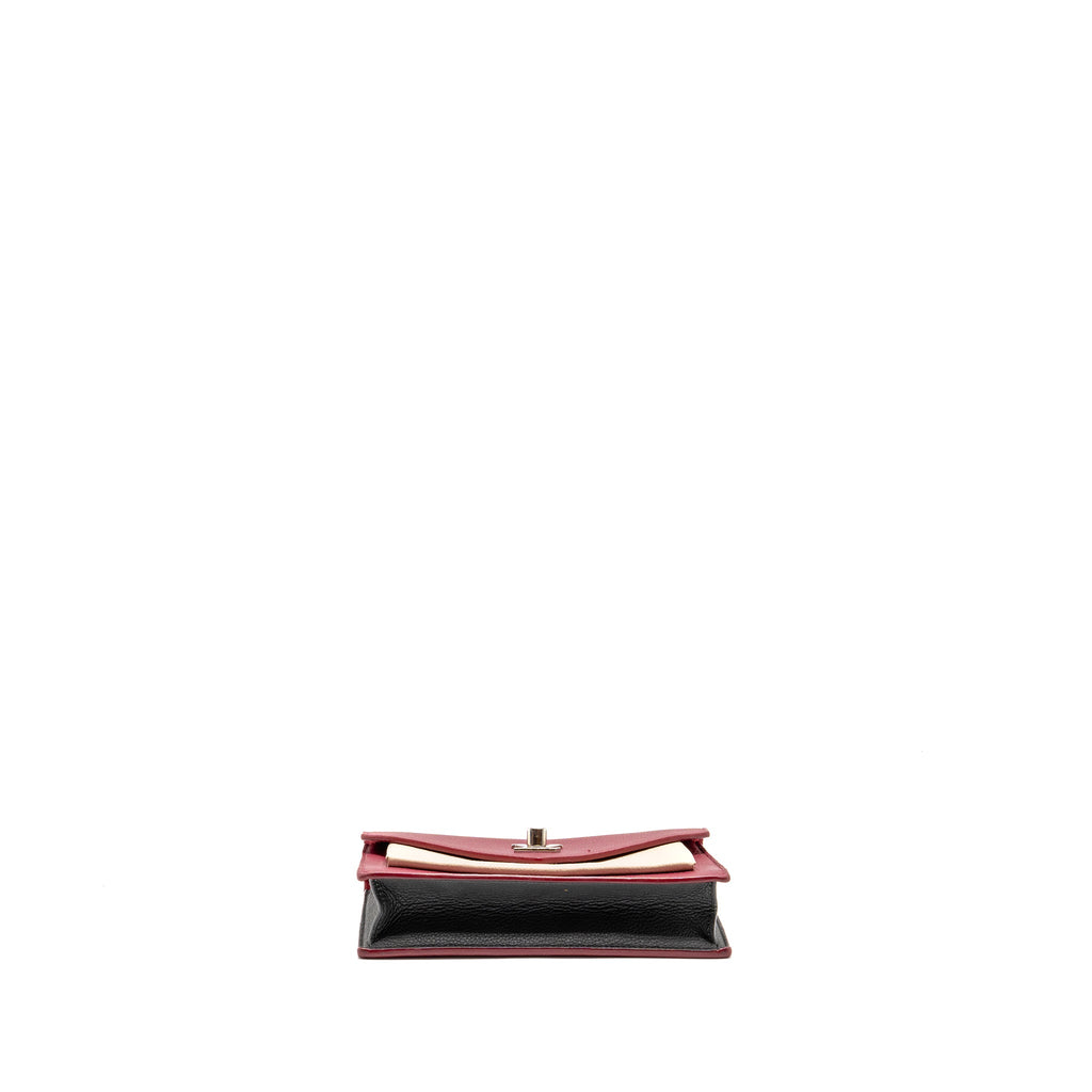LOUIS VUITTON MYLOCKME CHAIN POCHETTE CALFSKIN MULTICOLOR DARK RED/ BEIGE/ GREY SHW