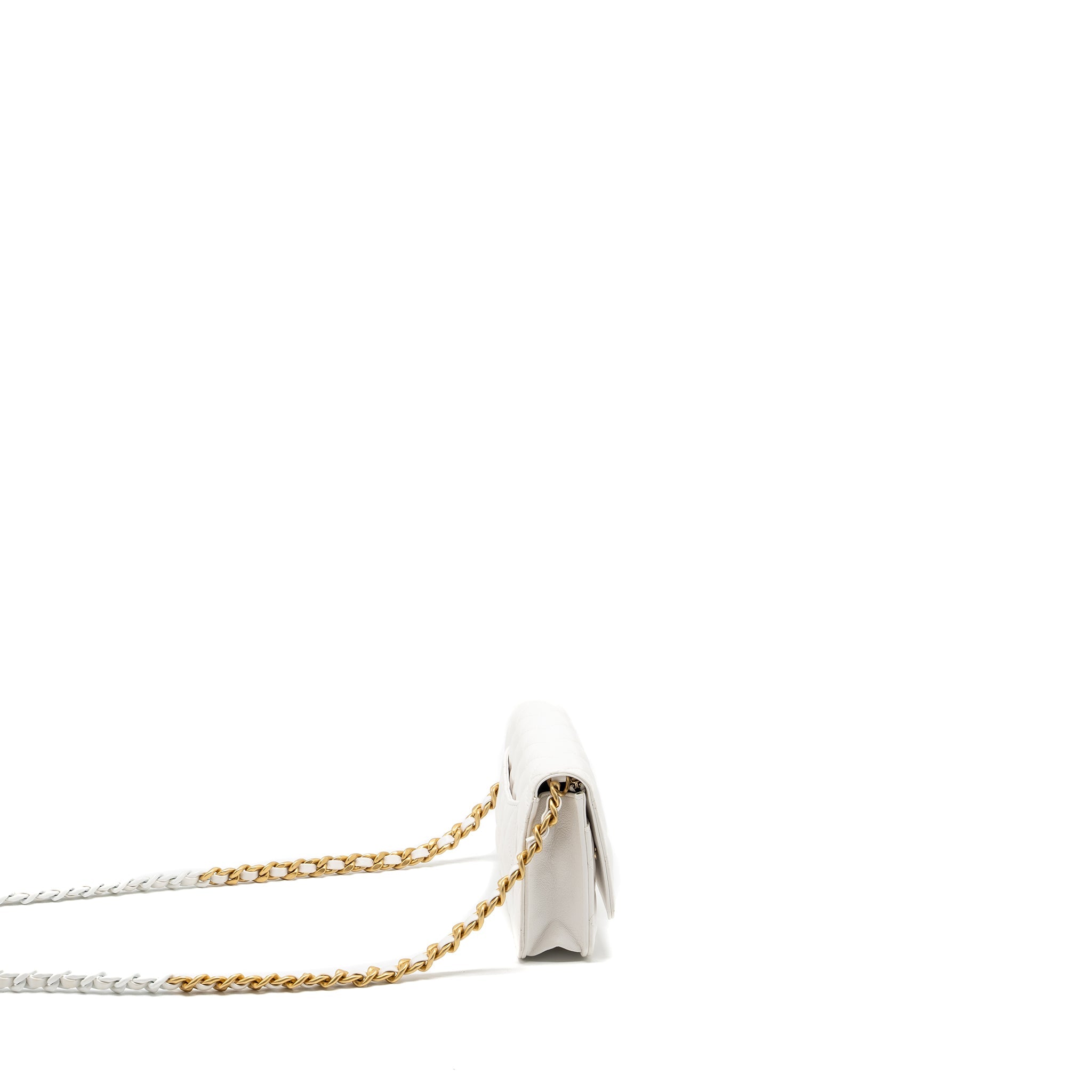 CHANEL GIANT CHAIN CLASSIC WALLET ON CHAIN LAMBSKIN WHITE MULTICOLOUR HARDWARE (MICROCHIP)