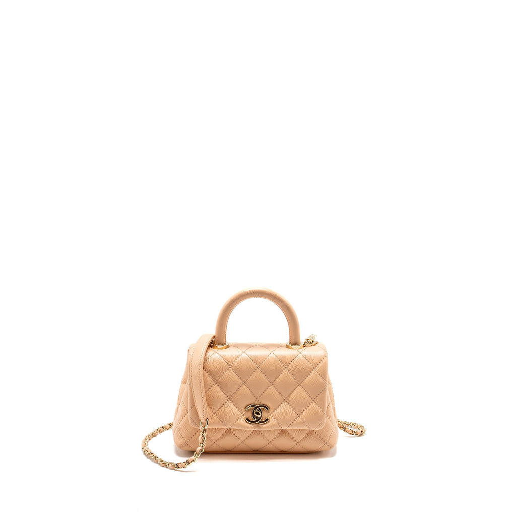 CHANEL MINI COCO HANDLE CAVIAR BEIGE LGHW