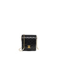 CHANEL 19S PEARL CHAIN QUILTED VERTICAL FLAP BAG LAMBSKIN BLACK GHW