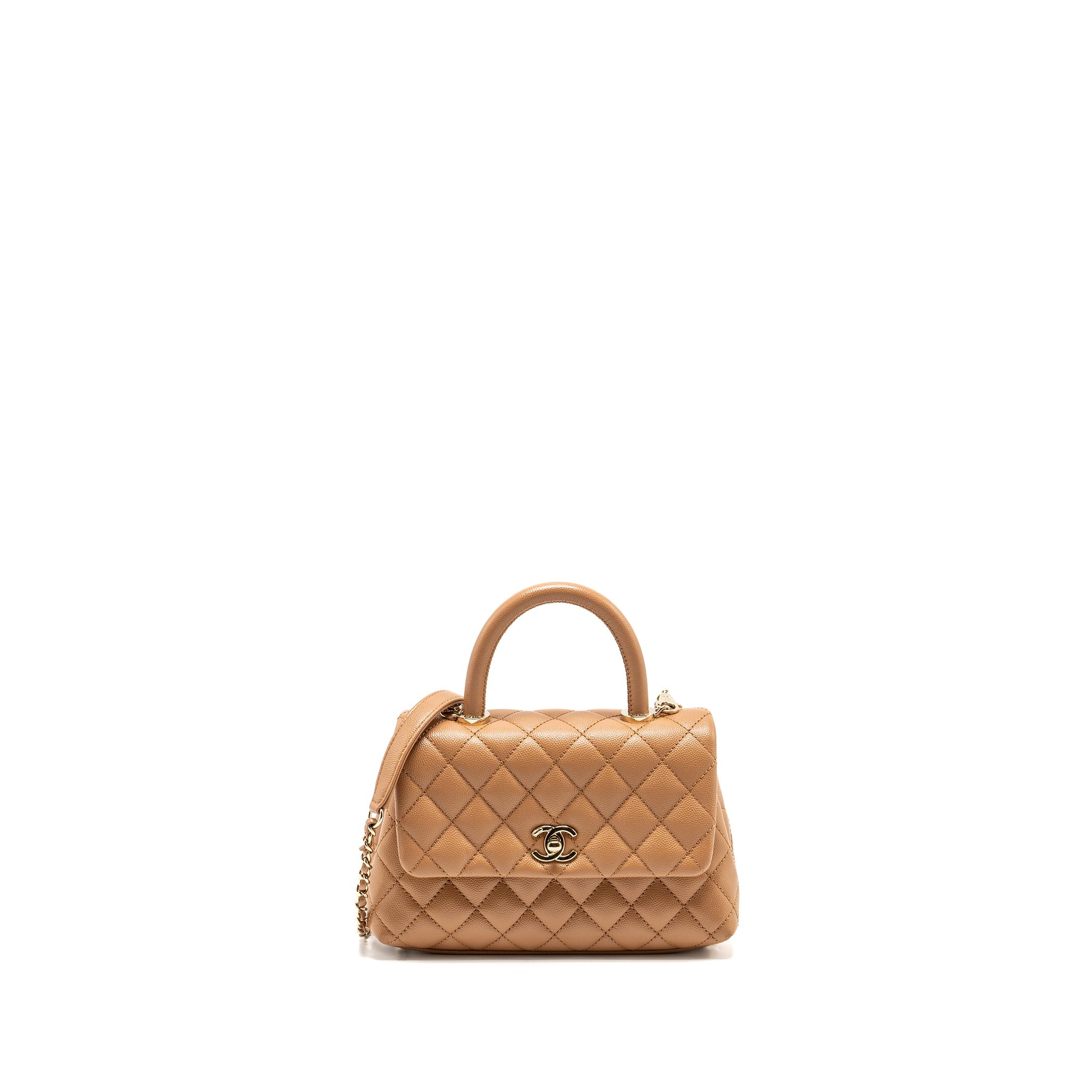 CHANEL 21P SMALL COCO HANDLE CAVIAR CARAMEL LGHW