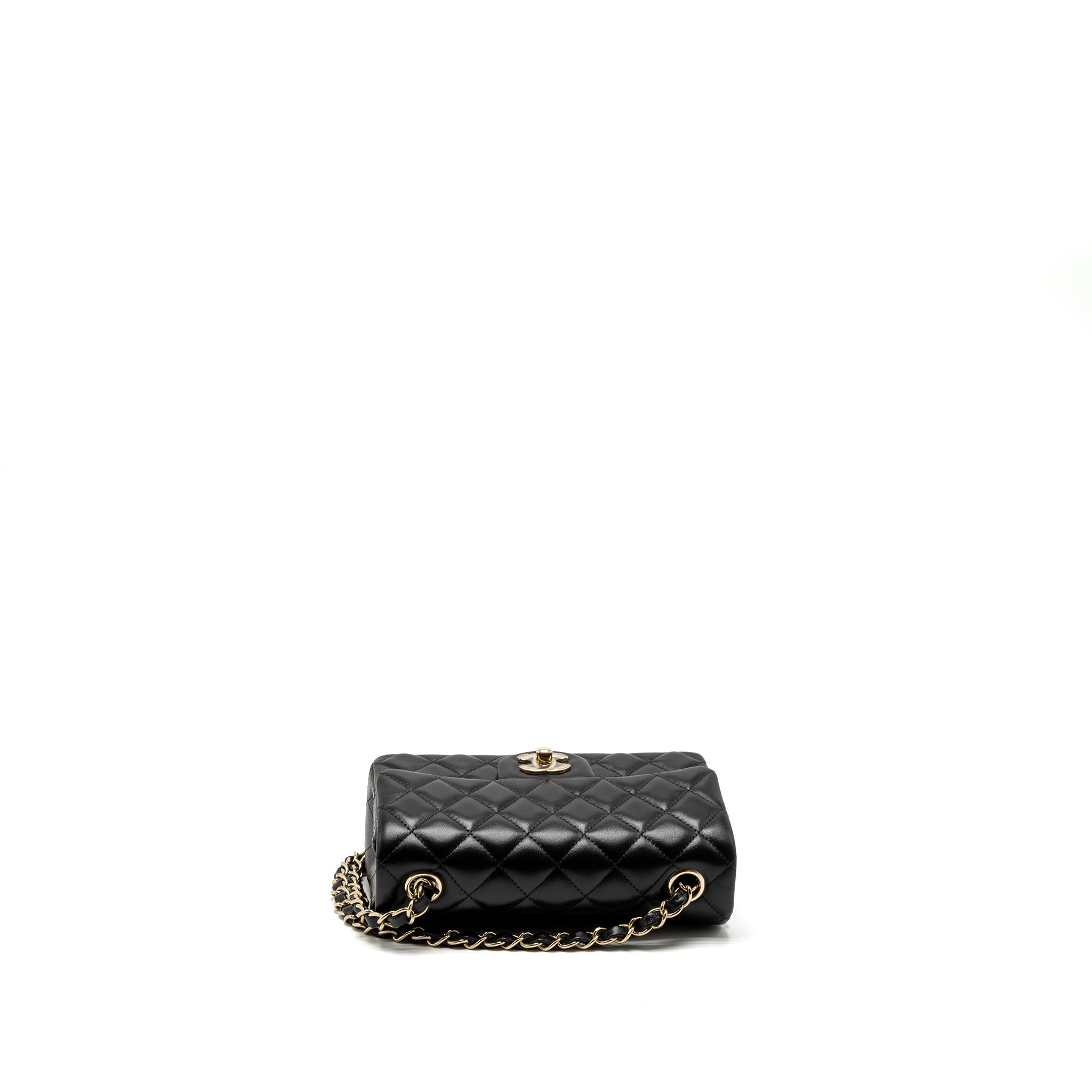 CHANEL CLASSIC MINI RECTANGULAR FLAP BAG LAMBSKIN BLACK LGHW (MICROCHIP)