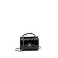 CHANEL SMALL TRENDY CC DUAL FLAP BAG PATENT BLACK LGHW (MICROCHIP)