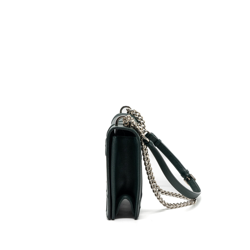 DIOR LARGE DIORAMA BAG GRAINED CALFSKIN DARK GREEN SHW