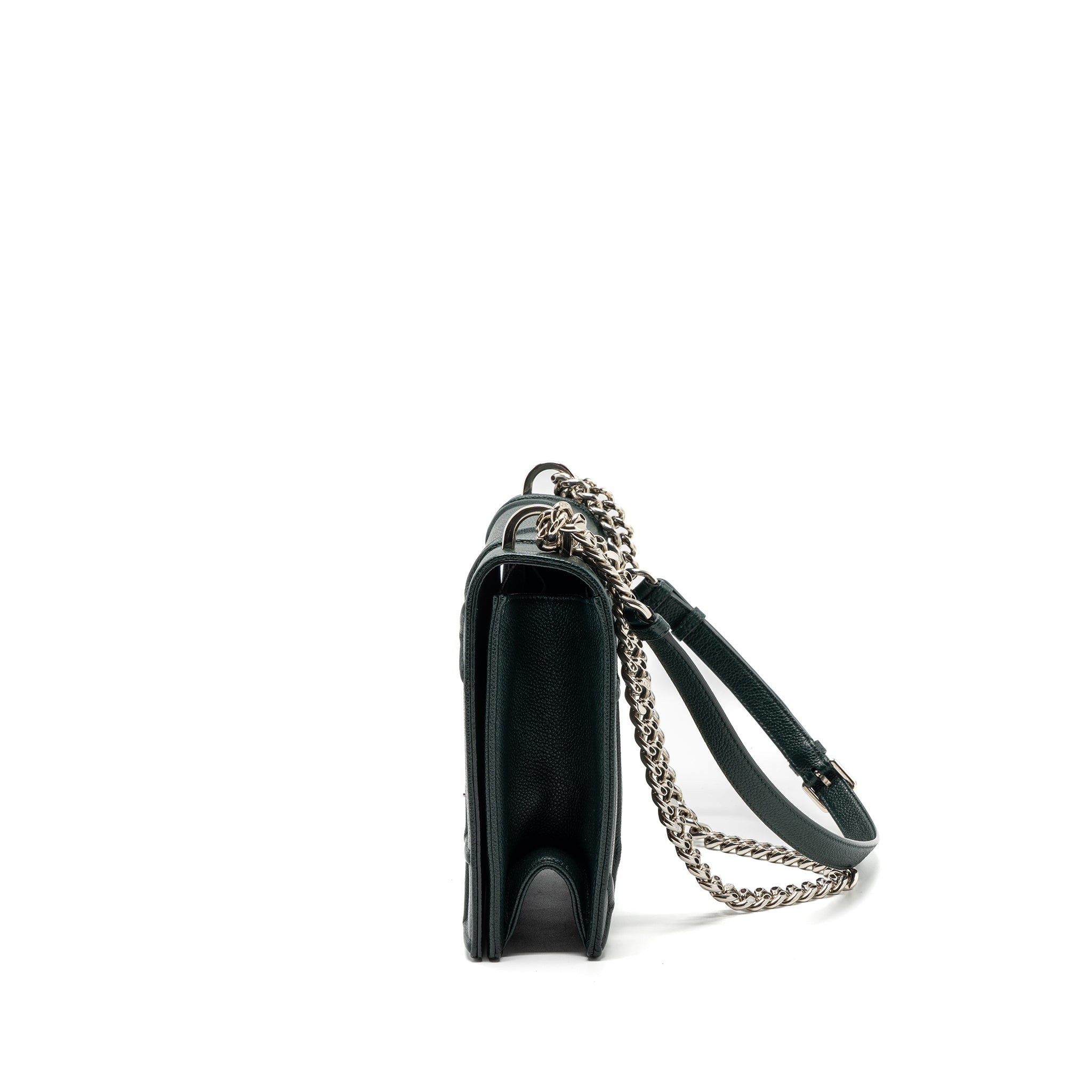 DIOR LARGE DIORAMA BAG GRAINED CALFSKIN DARK GREEN SHW
