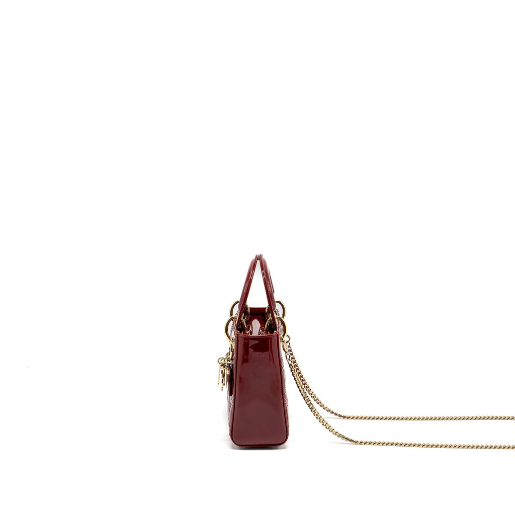 DIOR MINI LADY DIOR PATENT RED LGHW