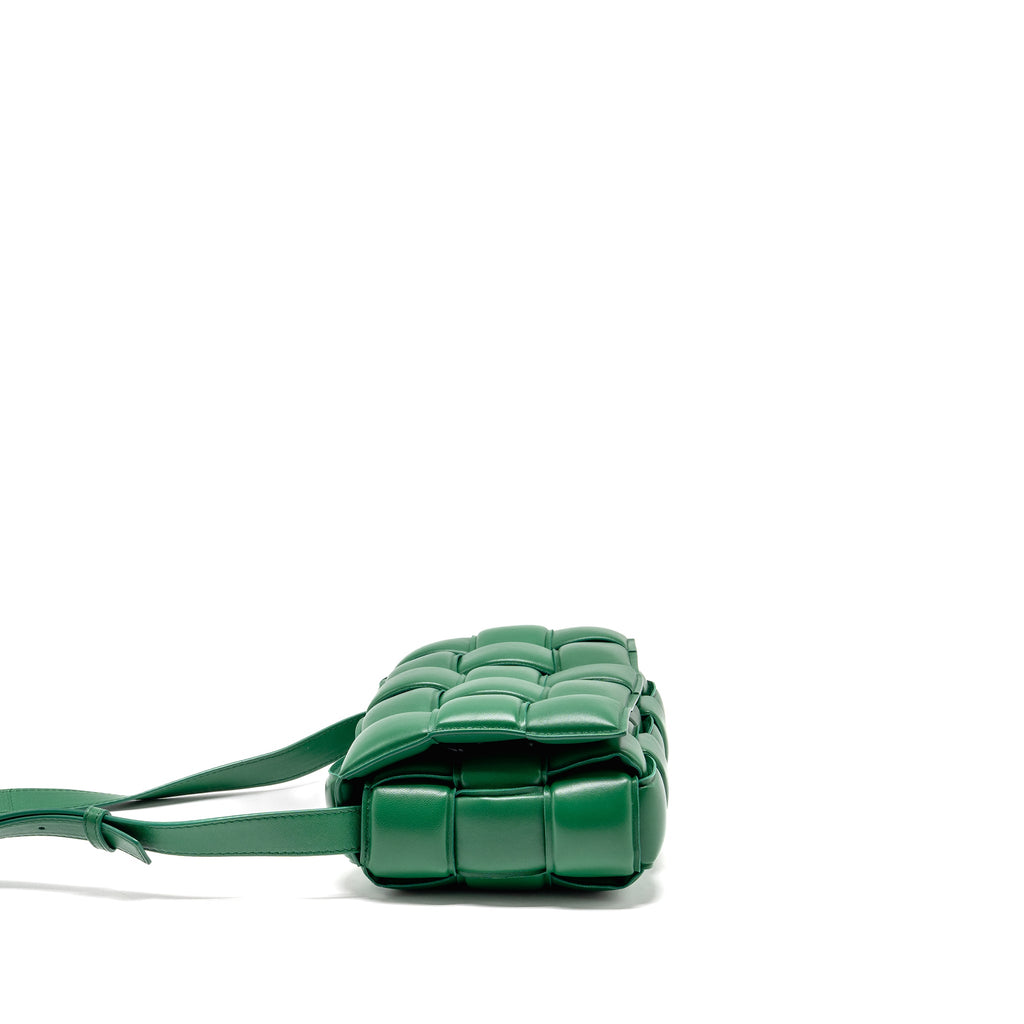 BOTTEGA VENETA PADDED CASSETTE INTRECCIO NAPPA LAMBSKIN GREEN GHW