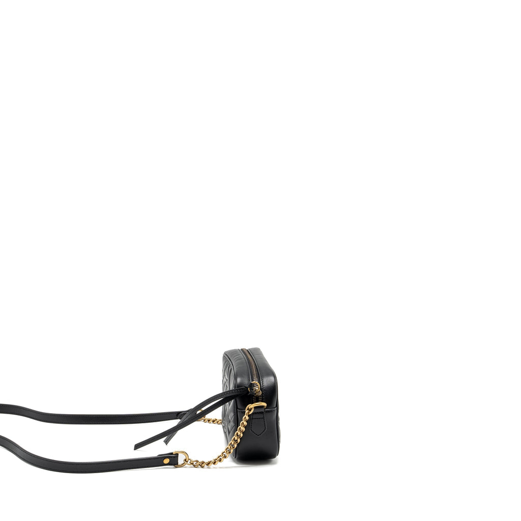 GUCCI GG MARMONT MATELASSE MINI CAMERA BAG CALFSKIN BLACK GHW