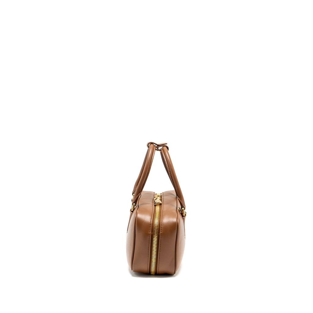 MIU MIU COGNAC ARCADIE LEATHER BAG GHW