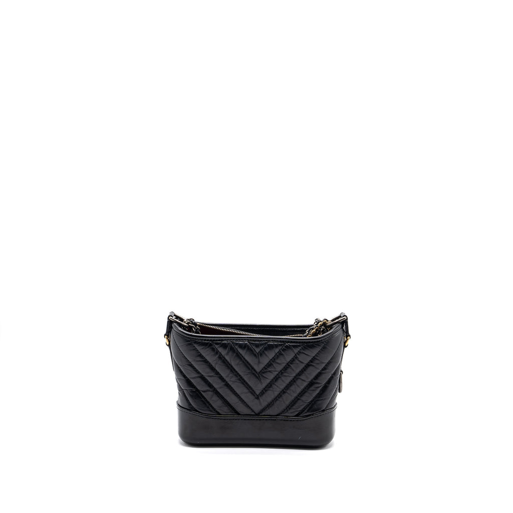CHANEL CHEVRON SMALL GABRIELLE HOBO BAG CALFSKIN BLACK MULTICOLOR HARDWARE