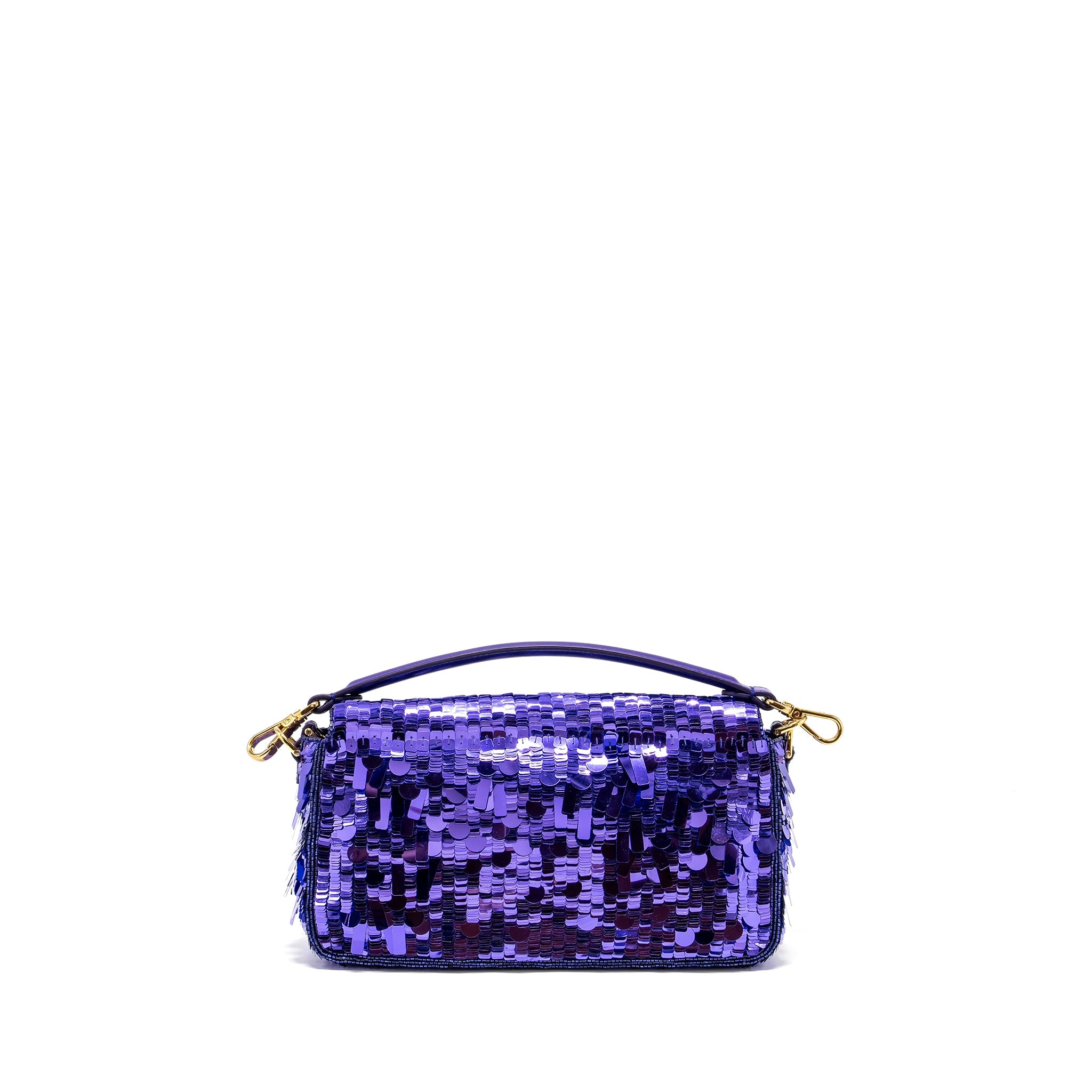 FENDI BAGUETTE BAG LIMITED EDITION SEQUIN/LEATHER PURPLE GHW