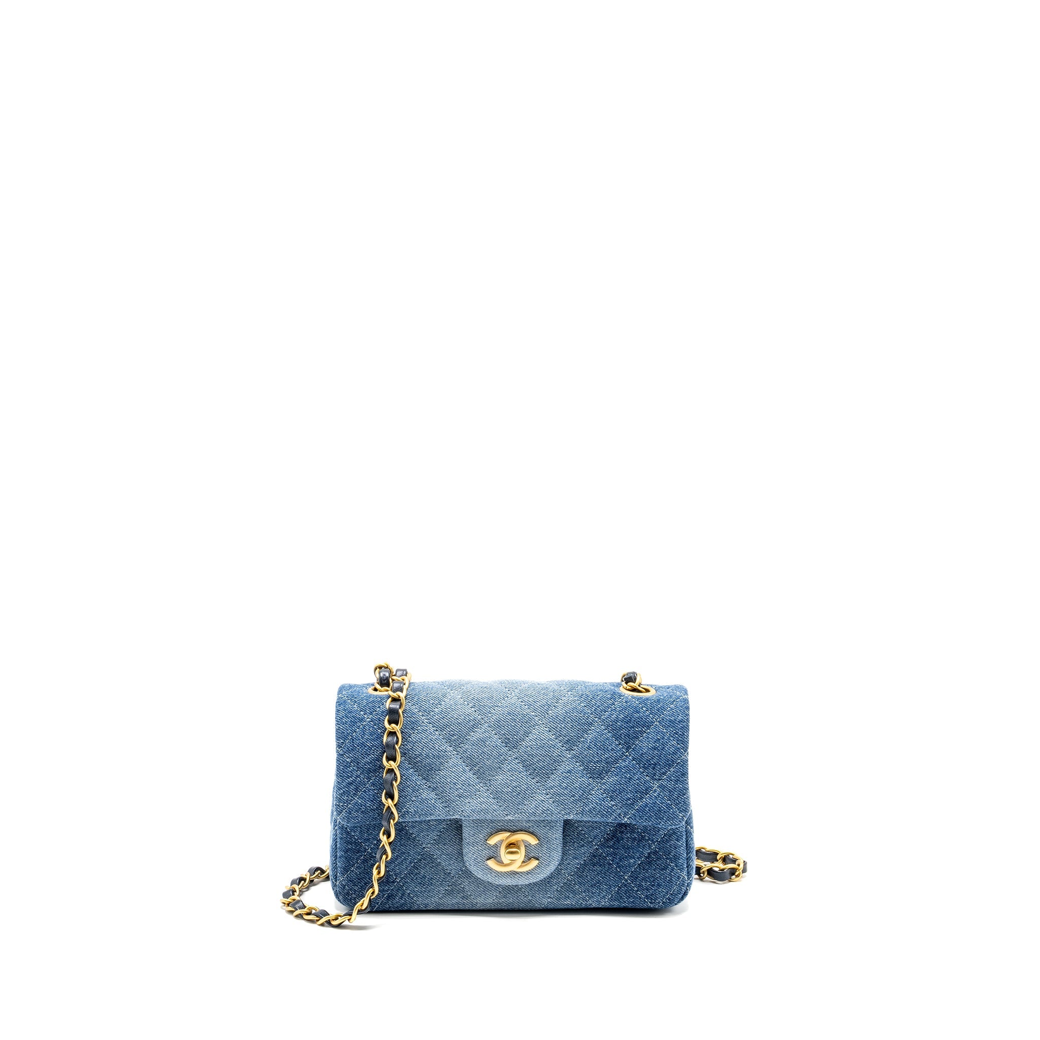 CHANEL 24S MINI RECTANGULAR FLAP BAG DENIM BLUE GHW (MICROCHIP)