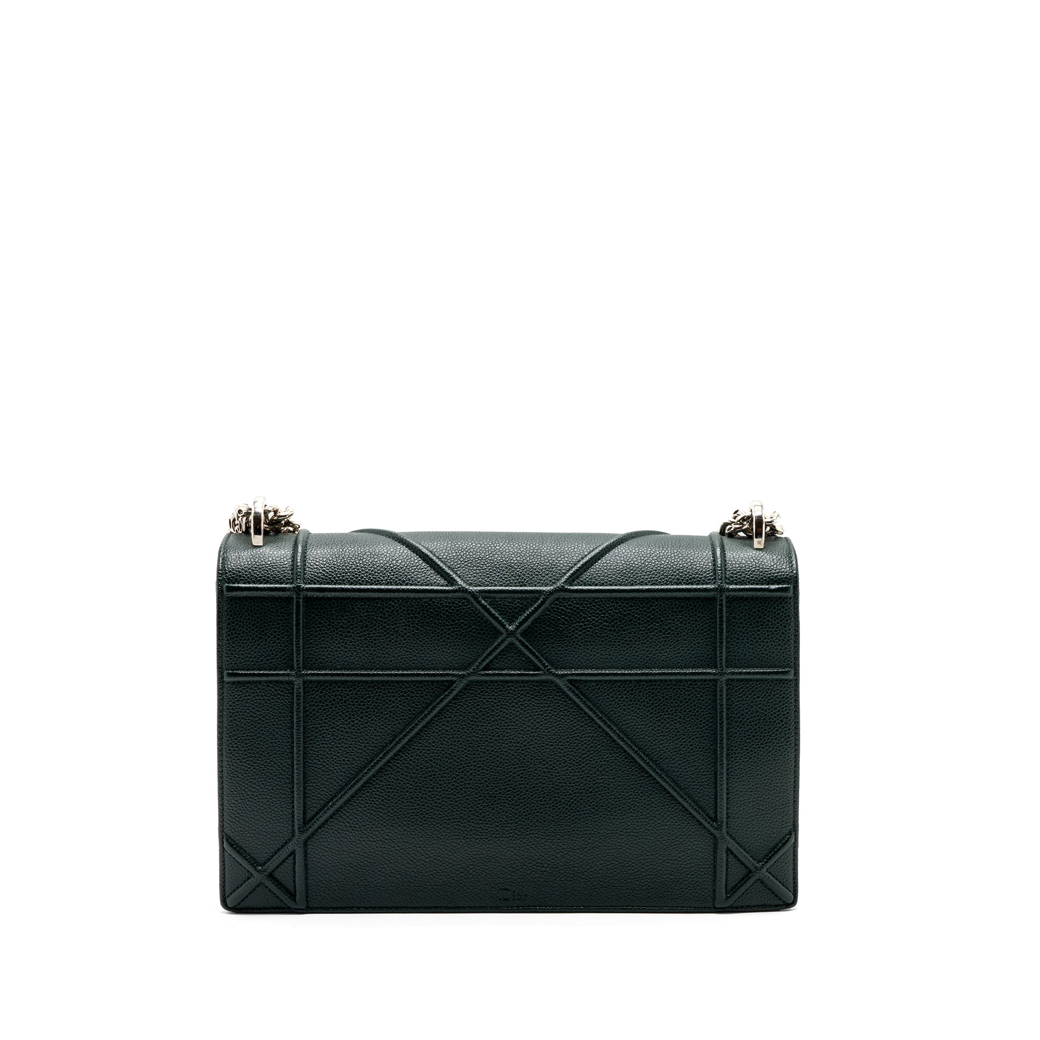 DIOR LARGE DIORAMA BAG GRAINED CALFSKIN DARK GREEN SHW