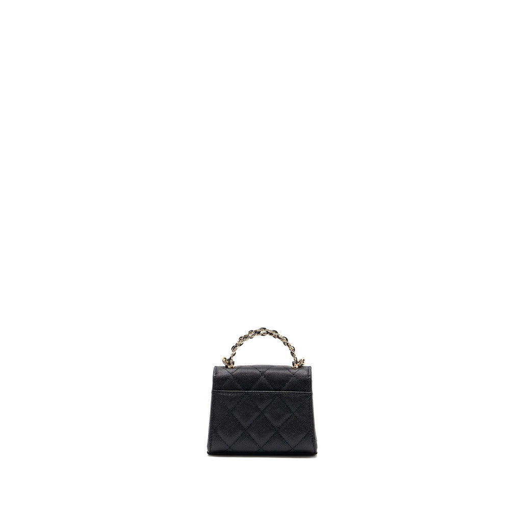 CHANEL MINI TOP HANDLE FLAP BAG CAVIAR BLACK LGHW (MICROCHIP)
