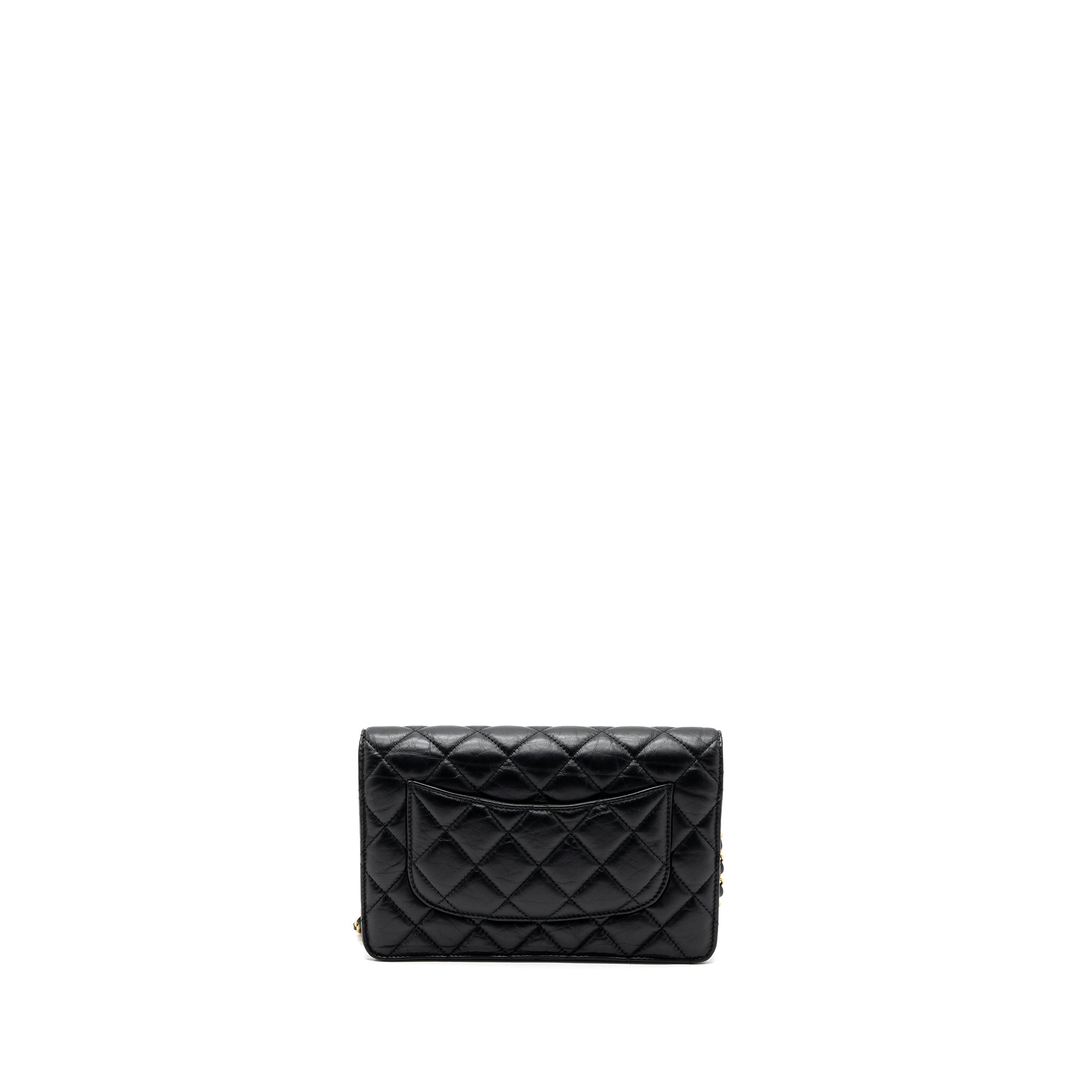 CHANEL 2.55 REISSUE LUCKY CHARMS WALLET ON CHAIN AGED CALFSKIN BLACK GHW