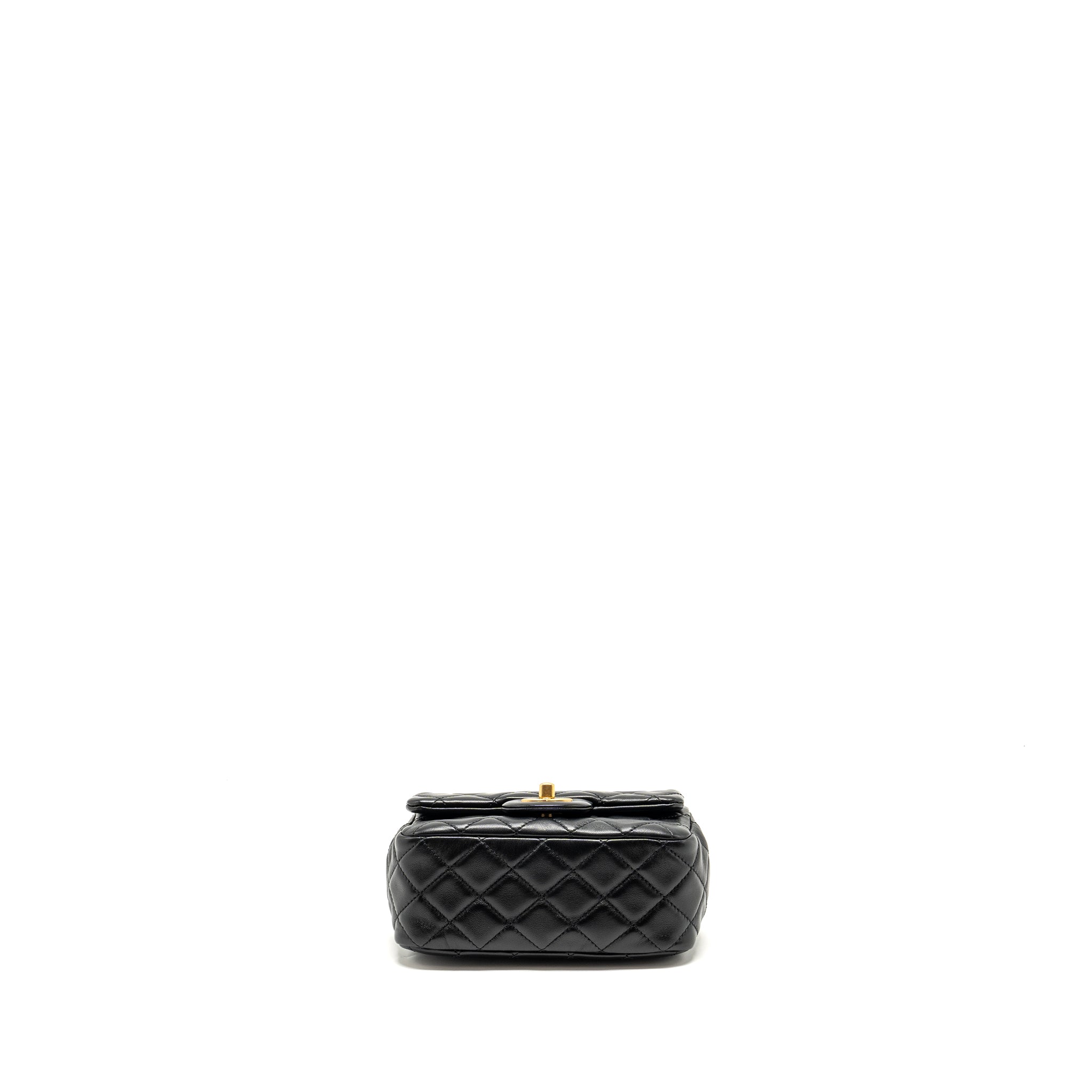 CHANEL PEARL CRUSH MINI SQUARE FLAP BAG LAMBSKIN BLACK GHW (MICROCHIP)