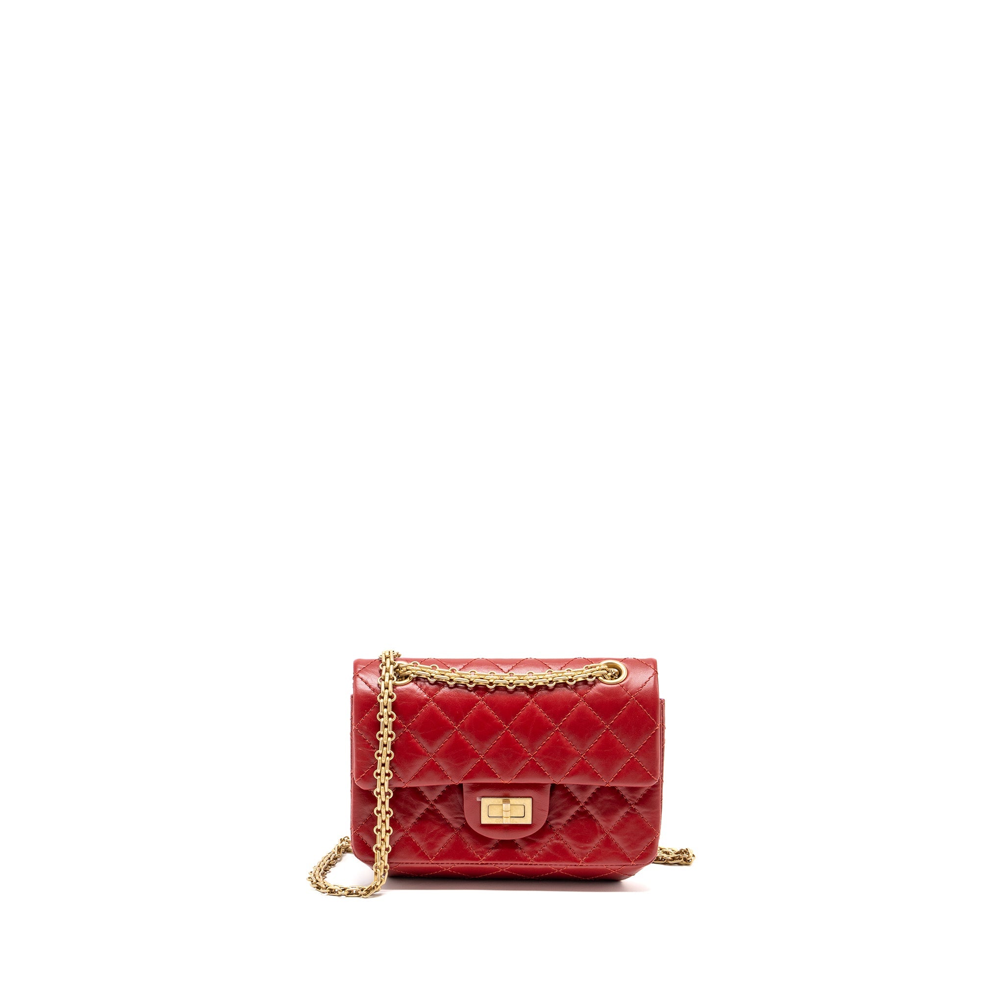 CHANEL MINI 2.55 REISSUE FLAP BAG AGED CALFSKIN RED GHW