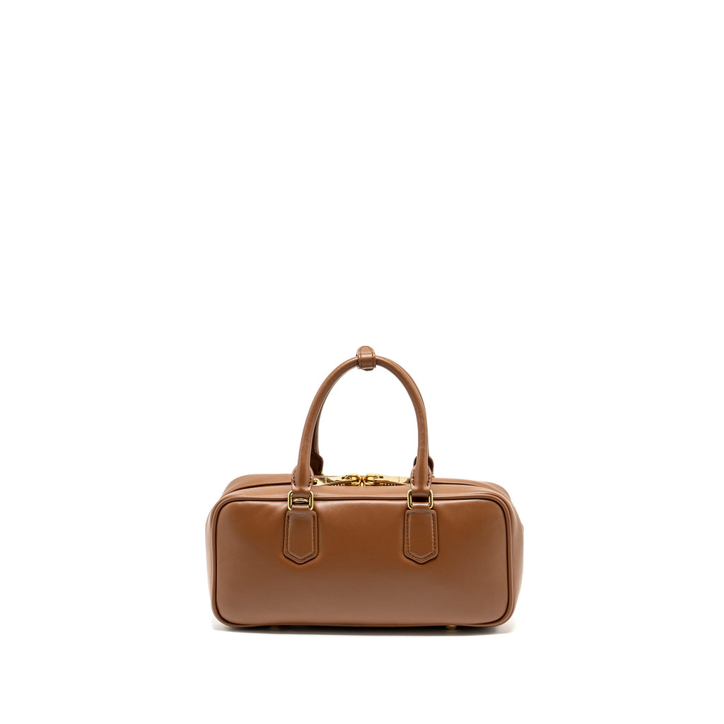 MIU MIU COGNAC ARCADIE LEATHER BAG GHW