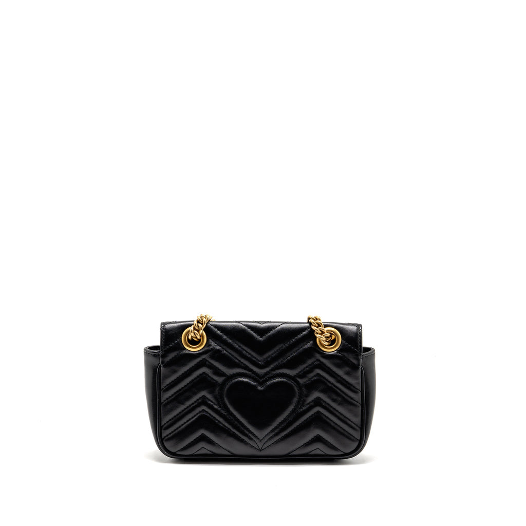 GUCCI MINI GG MARMONT FLAP BAG CALFSKIN BLACK GHW
