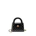 CHANEL MINI KELLY SHOPPING TOTE BAG CALFSKIN BLACK GHW (MICROCHIP)