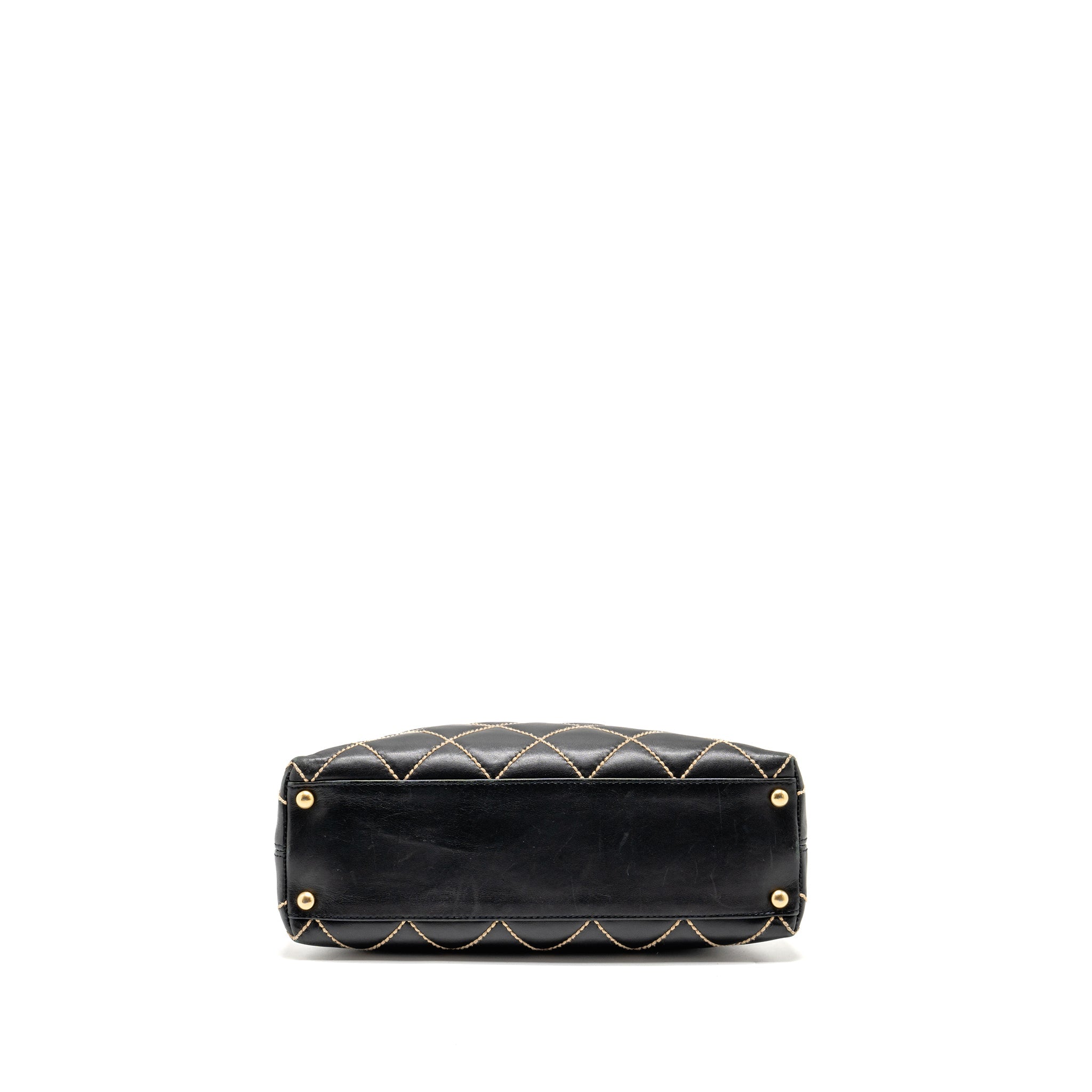 CHANEL VINTAGE WILD STITCH SHOULDER BAG CALFSKIN BLACK GHW