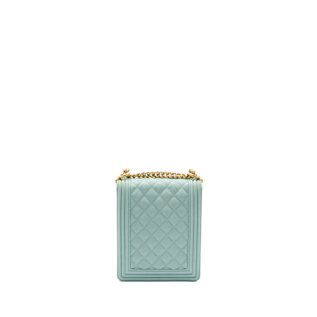 CHANEL NORTH SOUTH BOY BAG CAVIAR LIGHT BLUE GHW