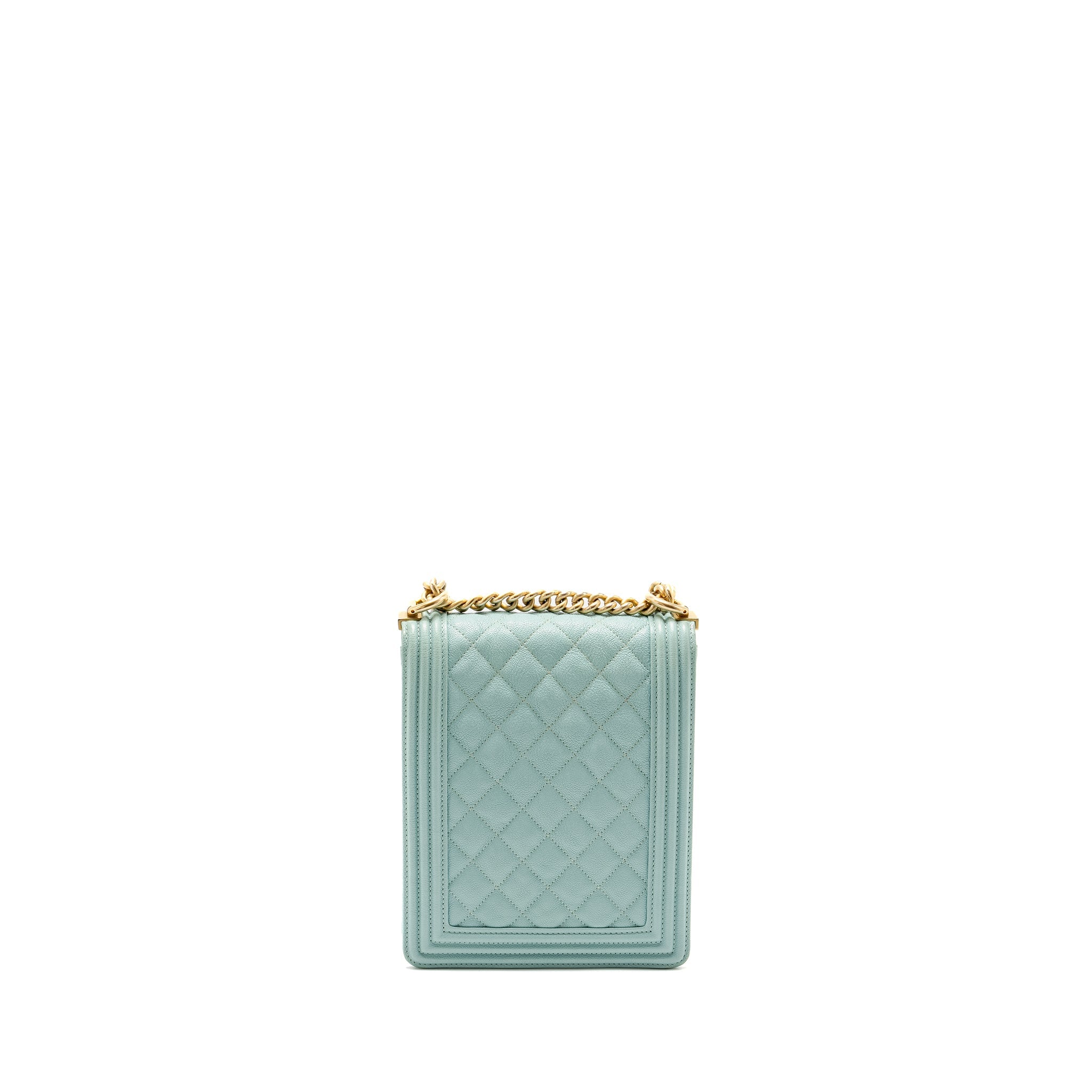 CHANEL NORTH SOUTH BOY BAG CAVIAR LIGHT BLUE GHW