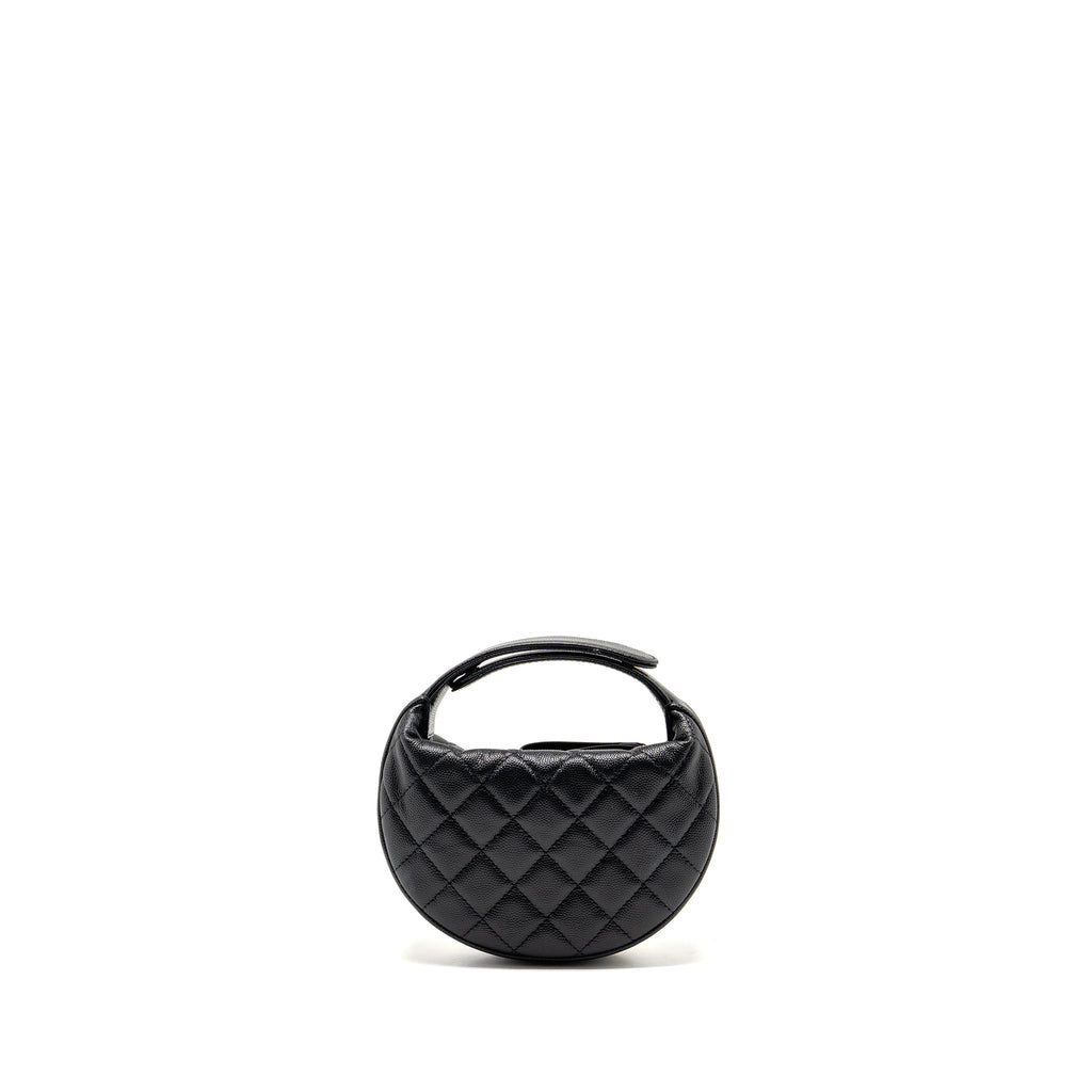 CHANEL 23B ROUND CLUTCH CAVIAR BLACK LGHW (MICROCHIP)