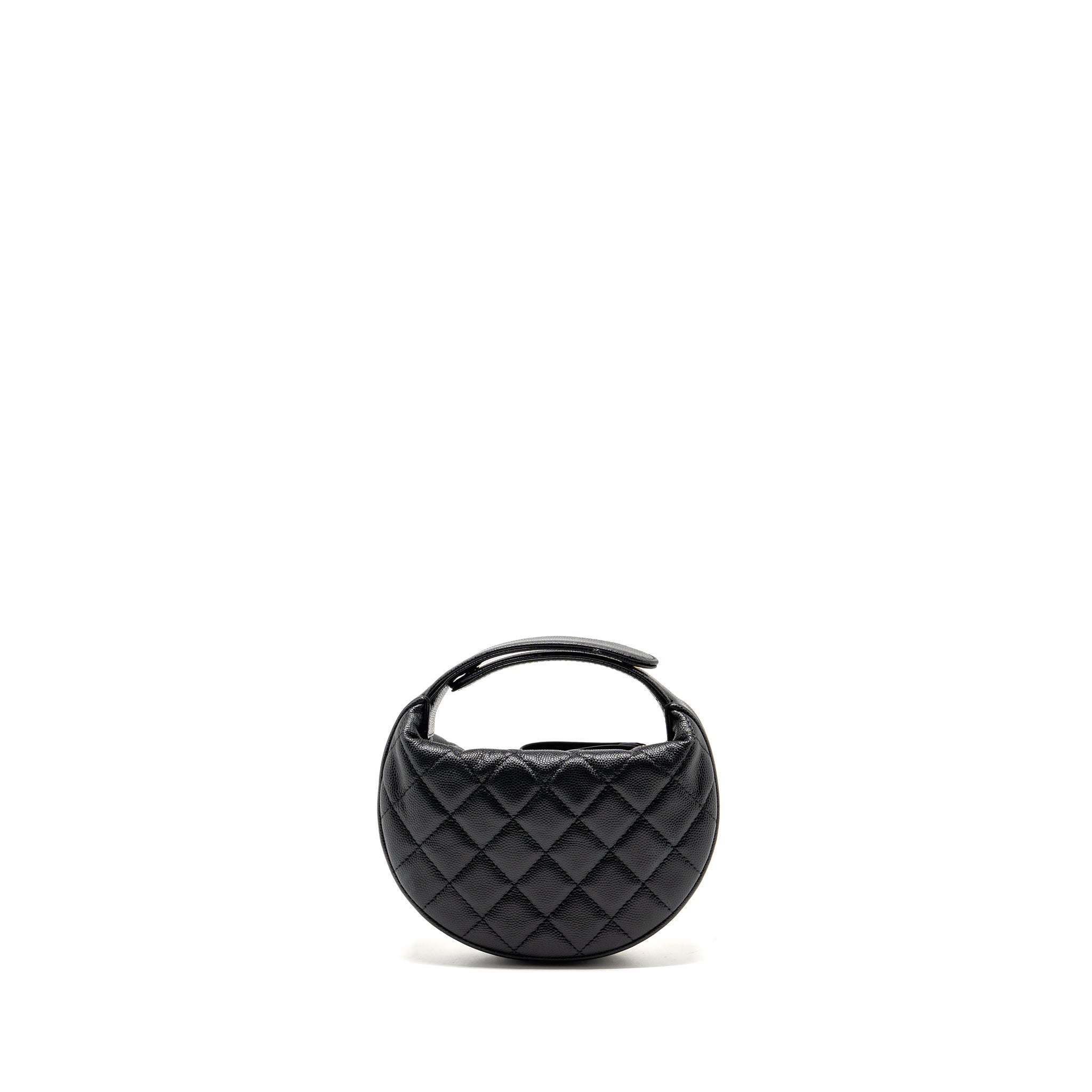 CHANEL 23B ROUND CLUTCH CAVIAR BLACK LGHW (MICROCHIP)