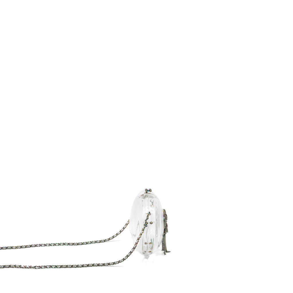 CHANEL 18S EVENING BAG WITH DETAIL CHAINS EMBELLISHED ACRYLIC MULTICOLOUR HARDWARE